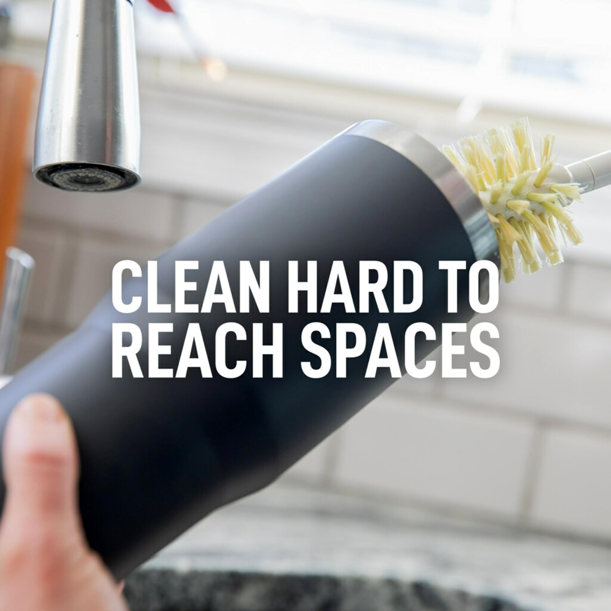 Scotch-Brite Greener Clean Bottle & Straw Brush Set - 2 Replaceable Brush Heads, Safe for Insulated Mugs, Water Bottles, Glassware, Food Processors & Blenders - Dishwasher Safe - Perfect for Cleaning Reusable Bottles, Baby Bottles, and Kitchen Appliances