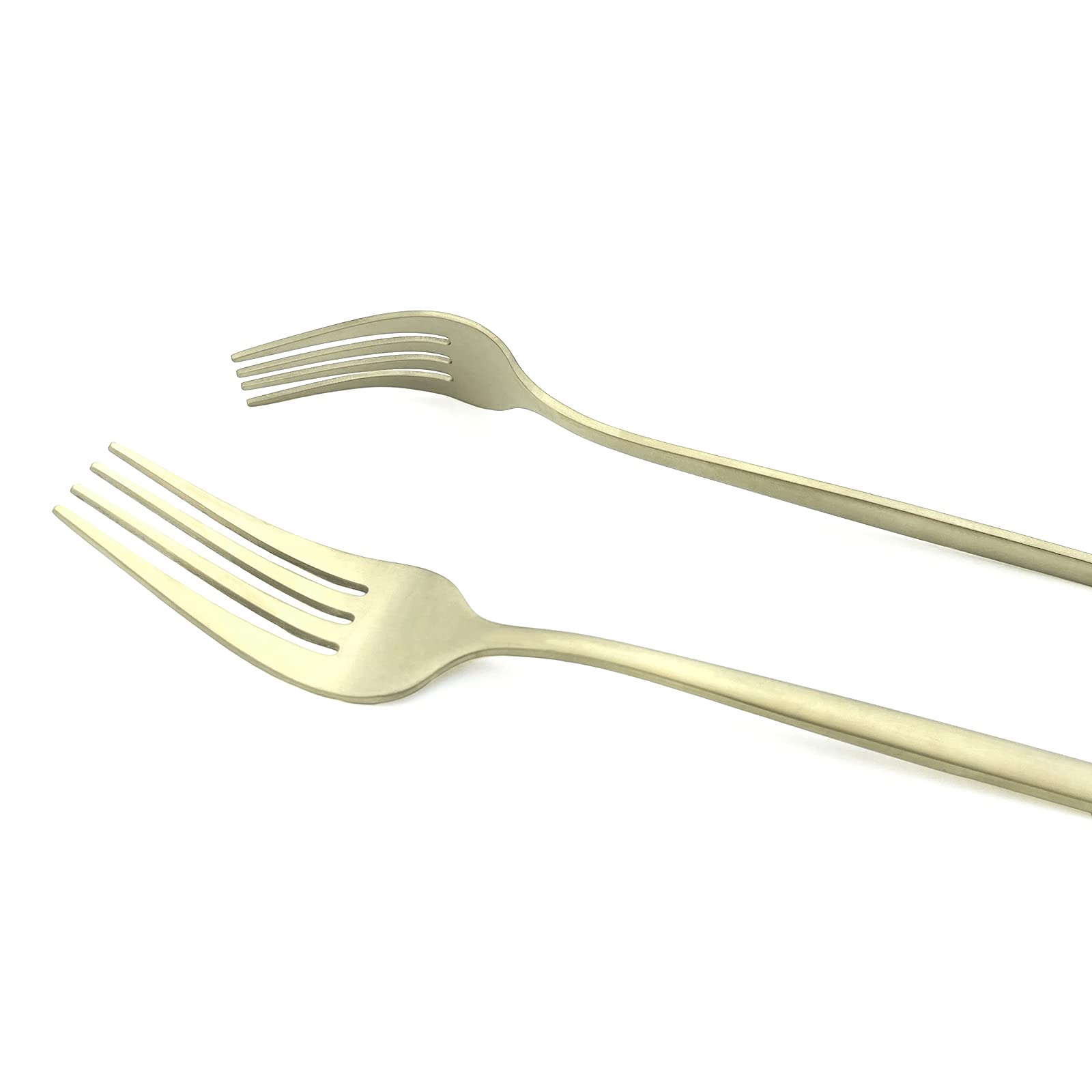 6-Piece Stainless Steel Salad & Dessert Forks Set - 18/0 Matte Polished Silverware (7.48 Inch, Champagne Gold) - Perfect for Dinner Parties, Wedding Receptions & Fine Dining