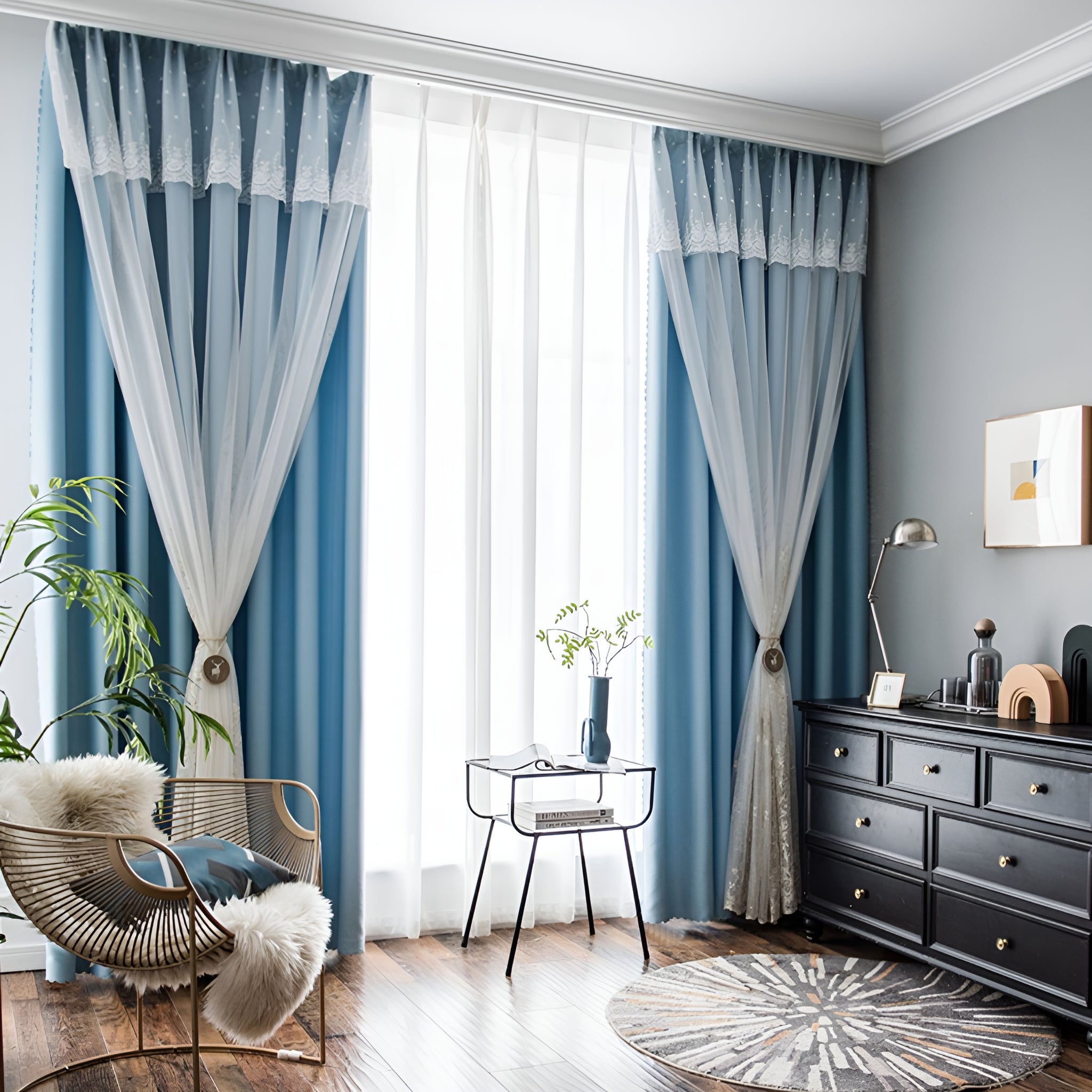 Aniya Two-Layer Room Darkening Blackout Custom Curtains - Thermal Insulated Window Drapes for Bedroom, Living Room & Nursery