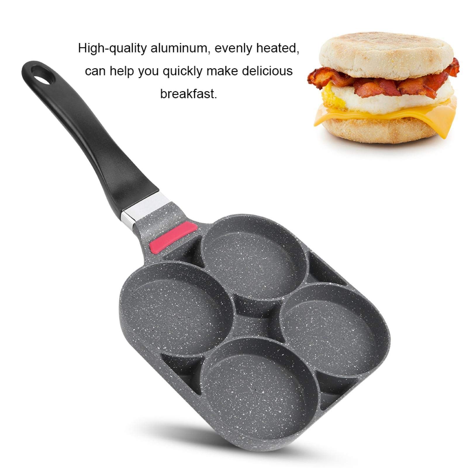 Non-Stick Aluminum Breakfast Skillet with Multiple Compartments - Perfect for Eggs, Pancakes, Burgers & More | Durable Handle for Easy Cooking | Ideal for Kitchen, Camping & Outdoor Use