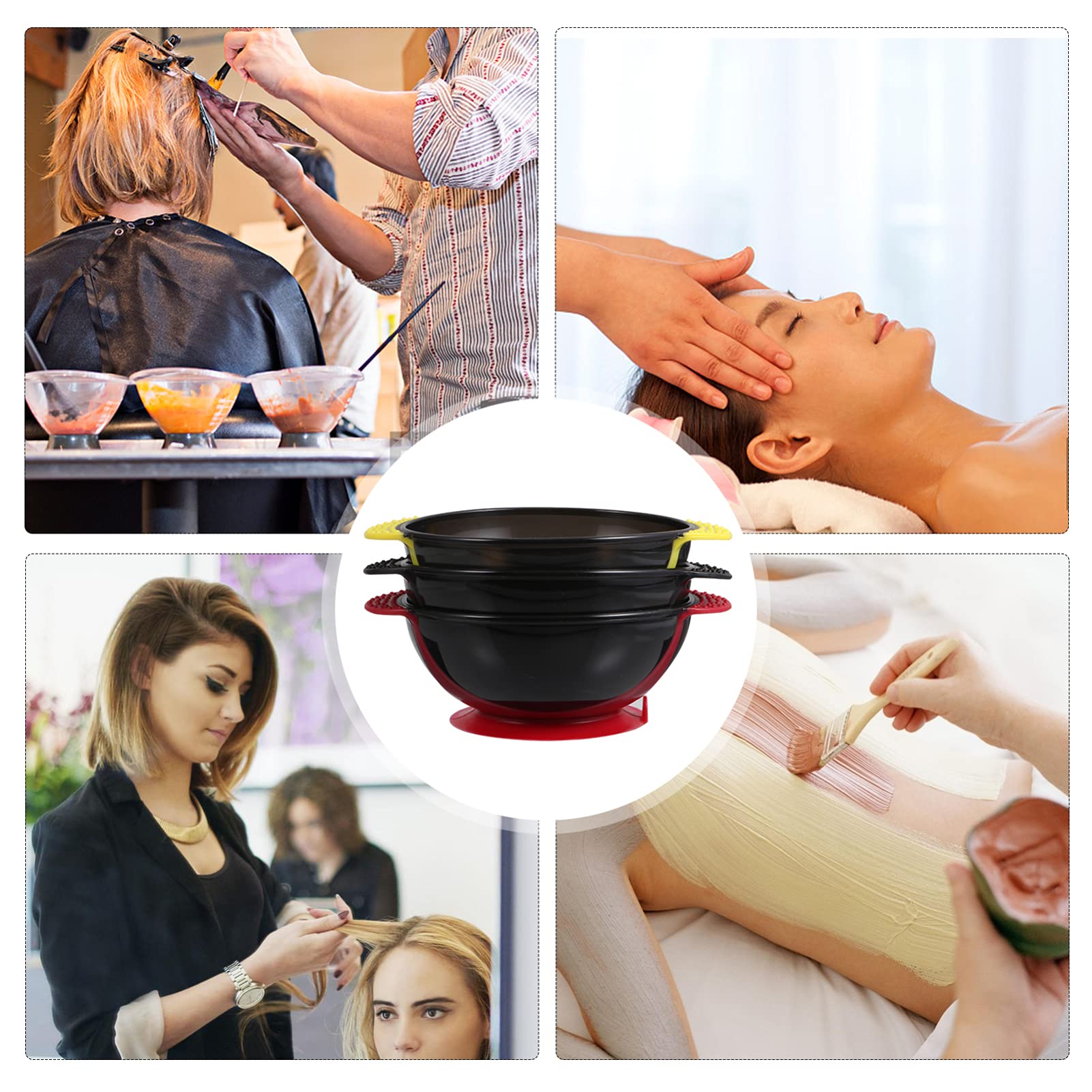Uonlytech 3-Piece Baked Oil Hair Dye Bowl Set - ABS Plastic Hair Coloring Kit for Salon & Home Use - Perfect for Balayage, Highlights, and Ombre Hair Coloring