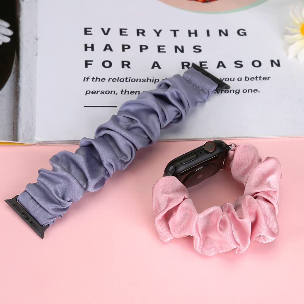 Tiptops 3 Pack Apple Watch Bands 38mm-49mm - Soft Fabric Scrunchies Wristbands for Women, Compatible with iWatch Ultra 2 Series 10/9/8/7/6/5/4/3/2/1/SE - Stylish Printed Elastic Straps for Workout, Running & Everyday Wear
