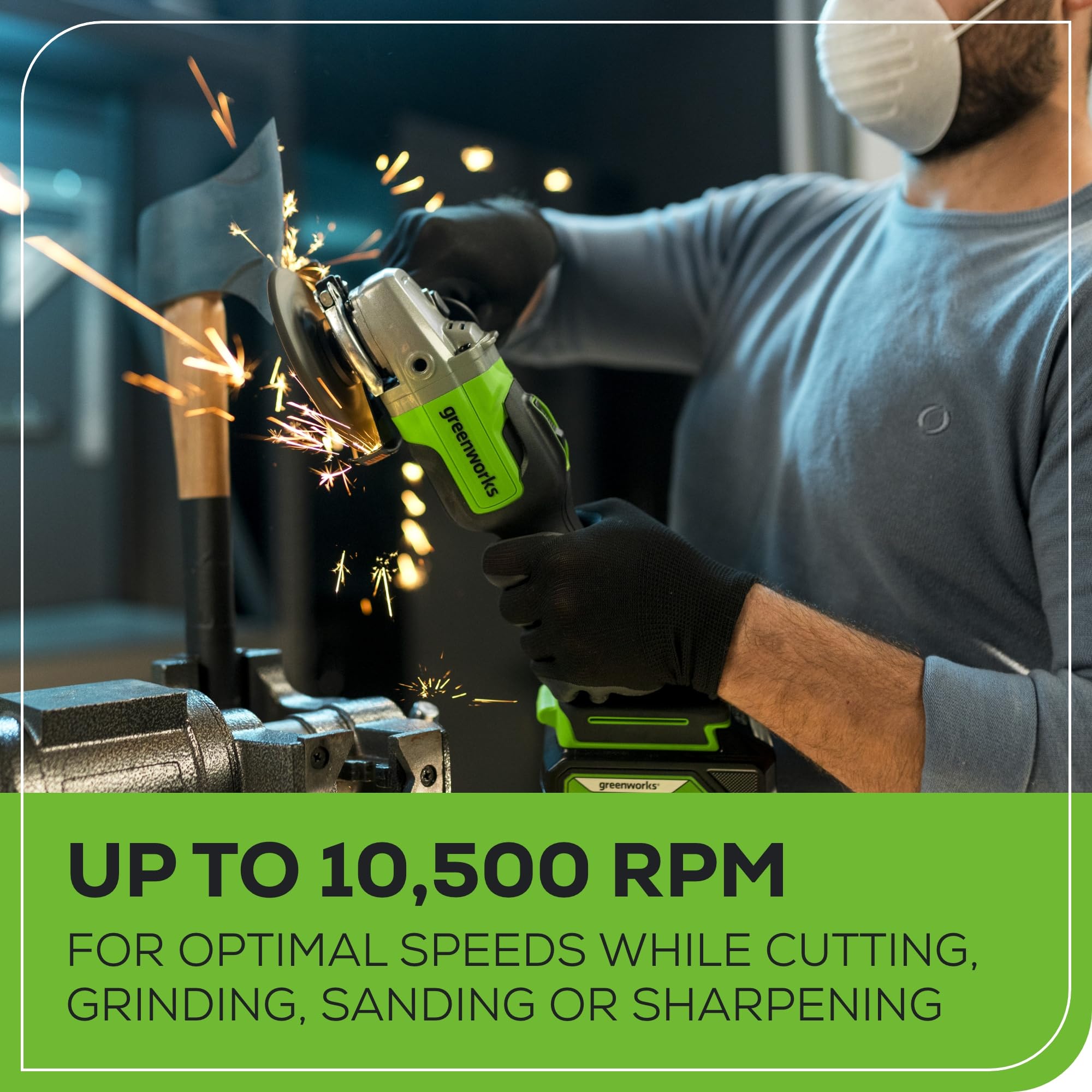 Greenworks 24V Brushless Cordless Angle Grinder with 4Ah Battery & USB Power Bank - Perfect for DIY Projects, Metal Cutting, and Woodworking