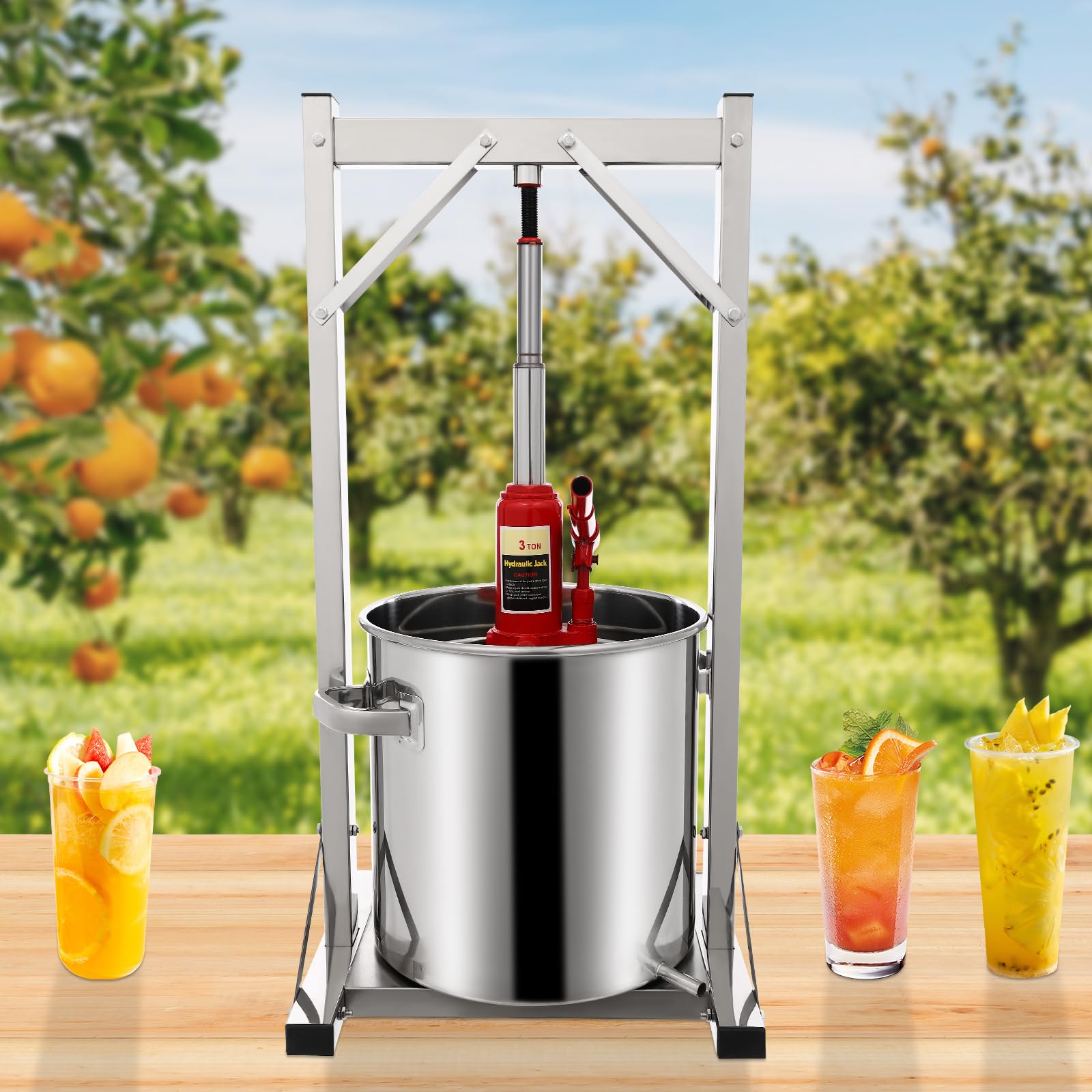 22L Stainless Steel Hydraulic Fruit Wine Press - Manual Cider Press for Grapes, Apples, Juice & Wine Making - Perfect for Home Brewing, Winemaking & DIY Juice Extraction (22L Capacity)