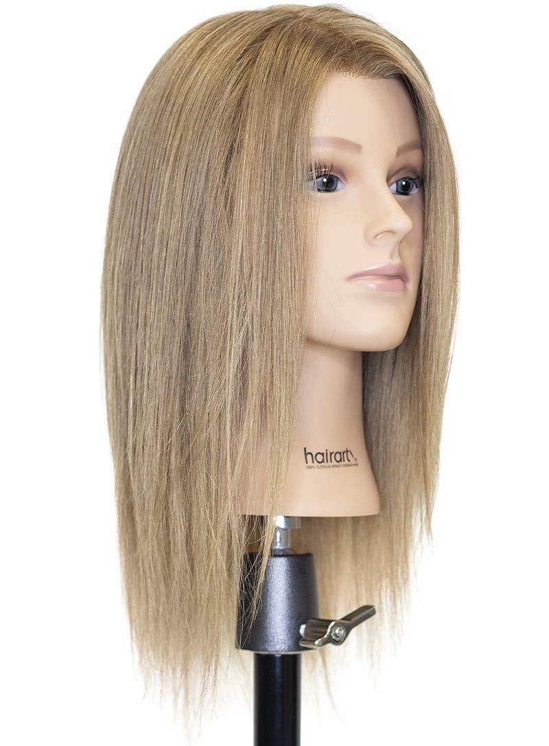100% European Hair Mannequin Head - Medium Brown Human Hair Wig Display for Styling Practice & Salon Training