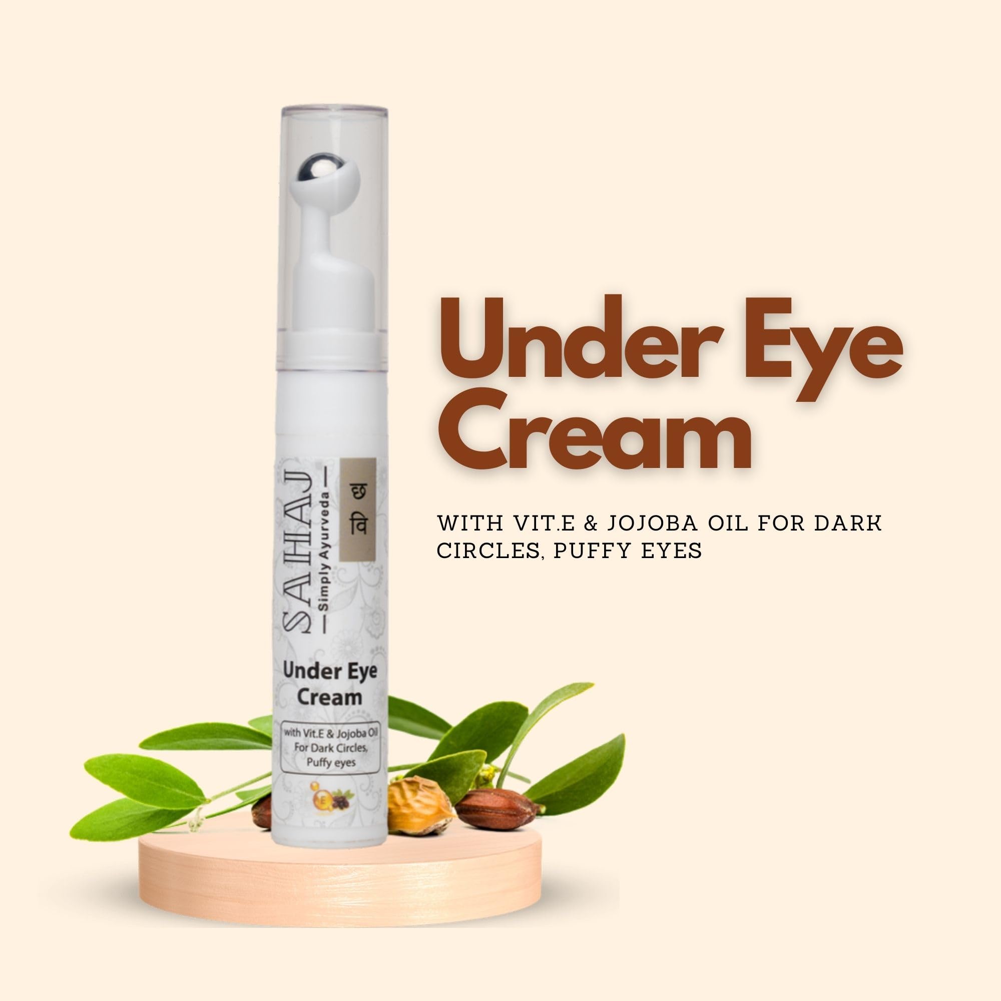 SAHAJ Chhavi Ayurvedic Under Eye Cream for Dark Circles & Puffiness - Natural Eye Treatment for Women | Reduce Wrinkles & Brighten Skin | Perfect for Nighttime Skincare Routine & Daily Use