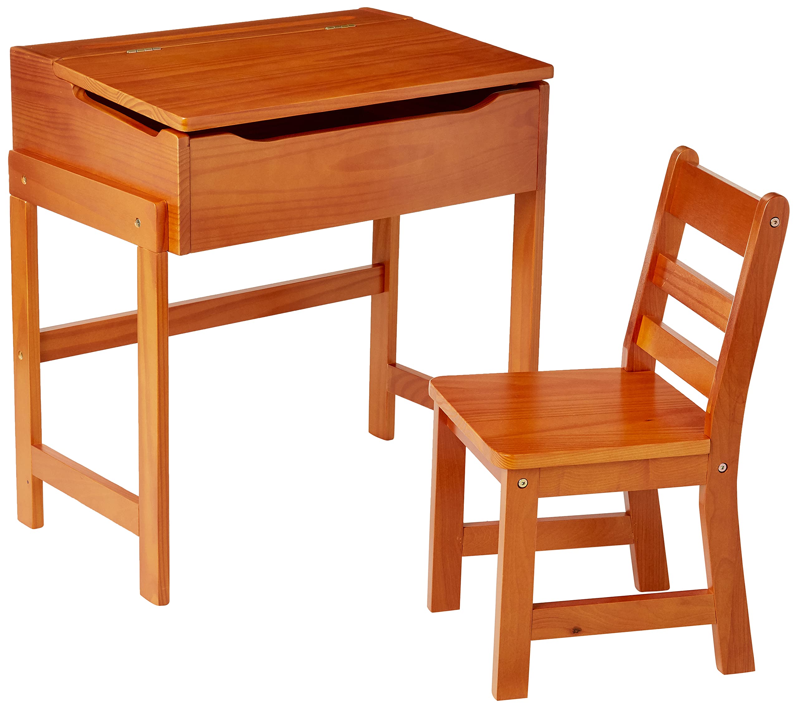 Lipper International Kids Slanted Top Desk & Chair Set - Natural Pecan Wood Finish - Perfect for Homework, Drawing & Study in Bedroom or Playroom