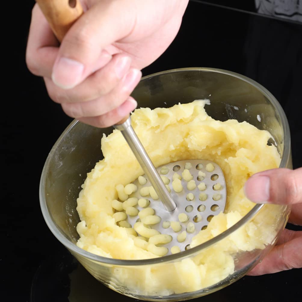 Premium Potato Masher - Heavy Duty Stainless Steel Potato Ricer & Crusher for Smooth Mashed Potatoes, Pumpkin, Baby Food - Ergonomic Kitchen Gadget for Easy Mashing & Pureeing - Perfect for Thanksgiving, Family Dinners & Meal Prep