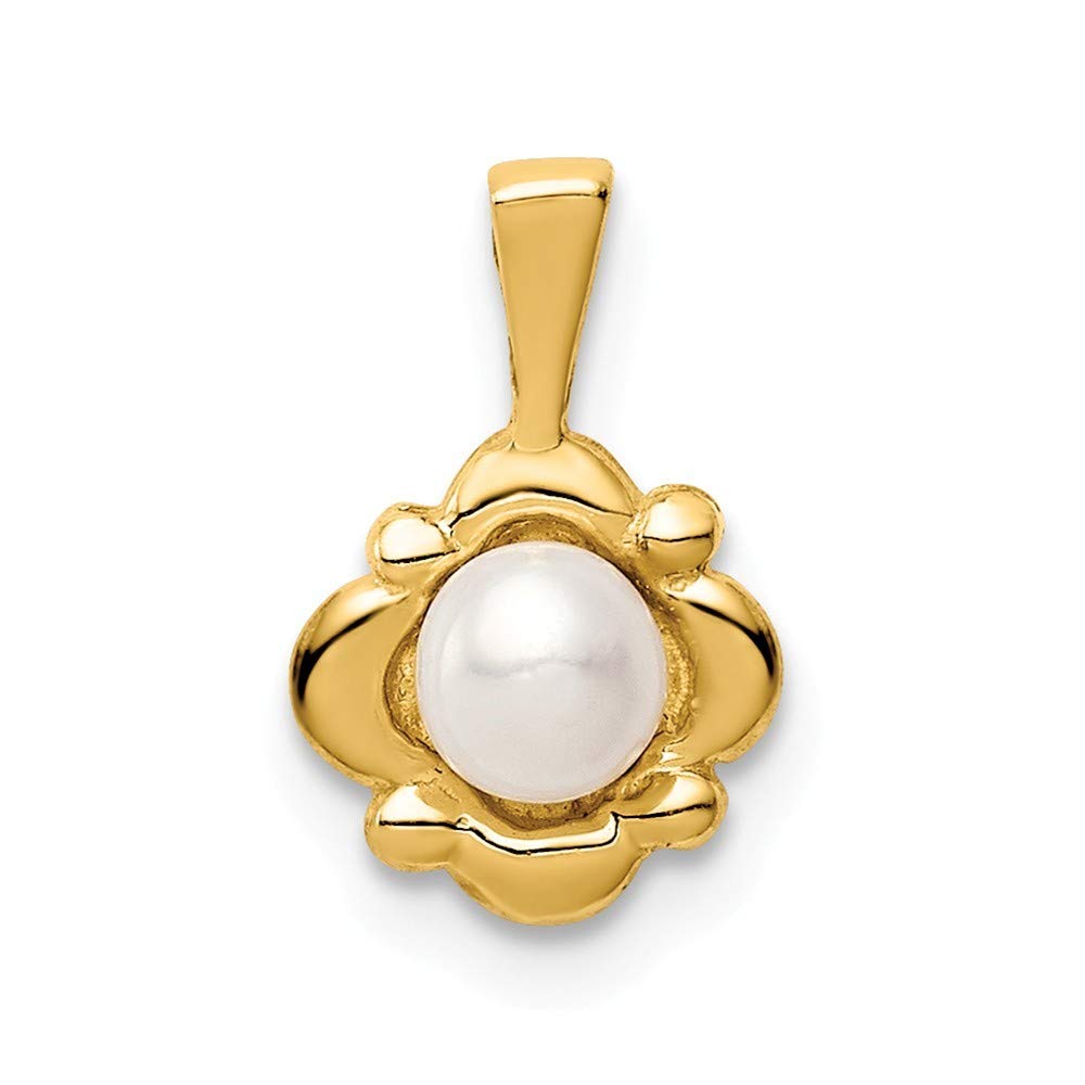 14K Gold Madi K 4.5mm White Button Freshwater Cultured Pearl Pendant Necklace for Women - Elegant Jewelry Gift for Birthday, Anniversary & Special Occasions