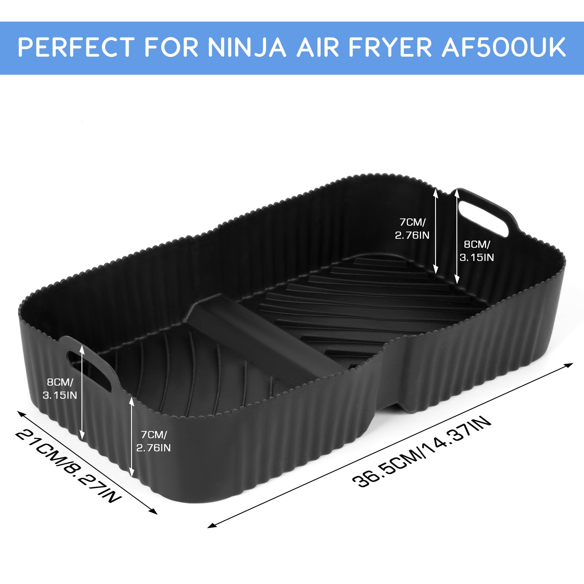 Ninja Flex Drawer Air Fryer Silicone Liners for AF500UK - Large 10.4L Non-Stick Cooking Accessories (Black) | Perfect for Baking, Roasting & Air Frying Healthy Meals