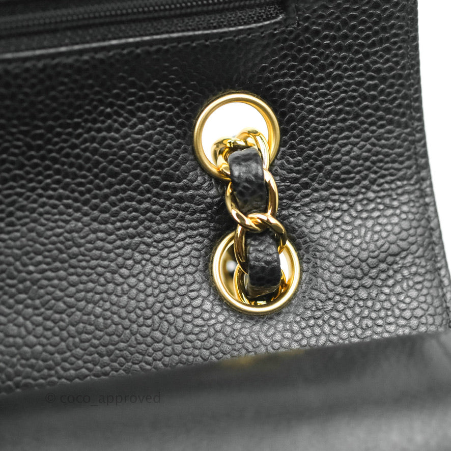 Chanel Classic Double Flap M/L Black Caviar Gold Hardware Bag - Luxury Designer Handbag for Women | Perfect for Evening Events, Parties & Special Occasions