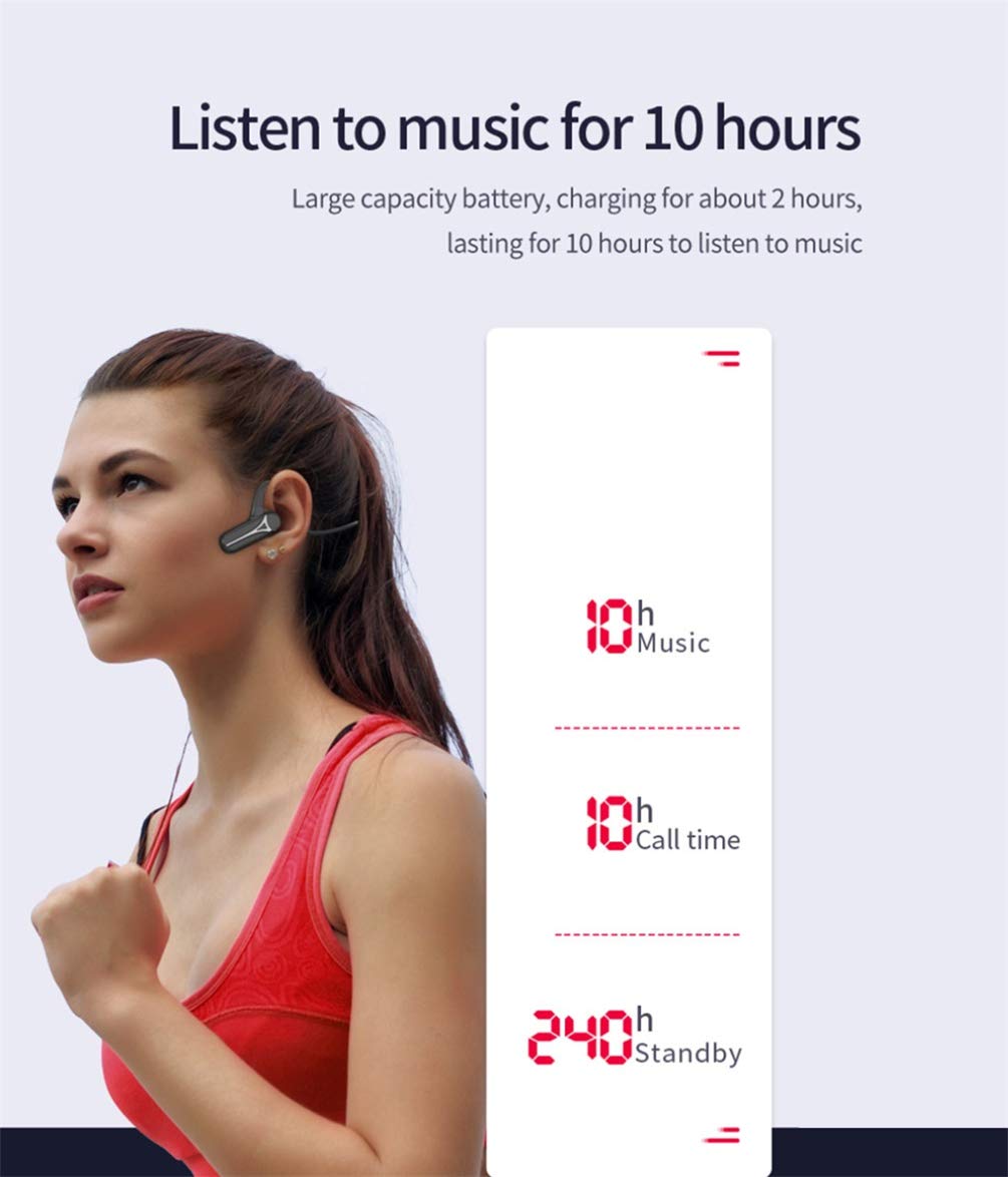 **Wireless Bone Conduction Headphones with Mic - Bluetooth 5.0, Deep Bass Stereo Sound, IPX5 Waterproof - Perfect for Running, Cycling, Gym Workouts & Outdoor Sports**