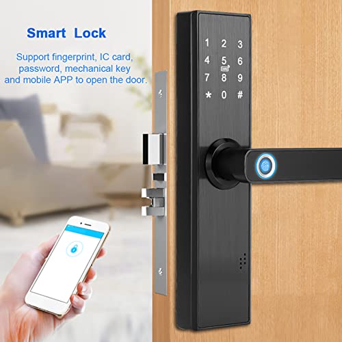 Smart Fingerprint Door Lock - Keyless Entry with Touchscreen, Password, IC Card & Mechanical Key Backup | Secure Home & Office Access Control for Enhanced Safety