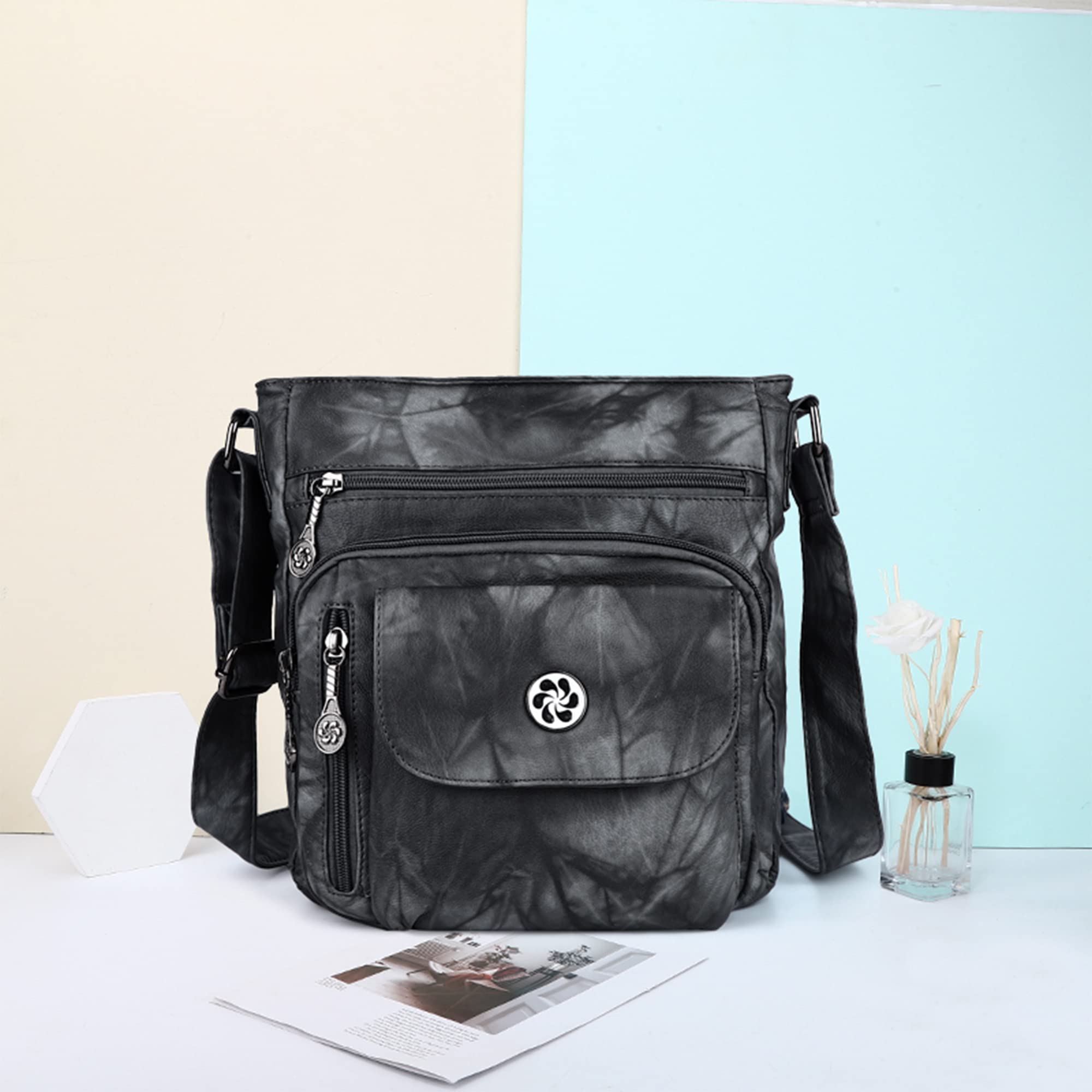 Angel Kiss Vegan Leather Crossbody Bag for Women - Adjustable Strap Small Shoulder Purse | Perfect for Everyday Use, Travel & Shopping