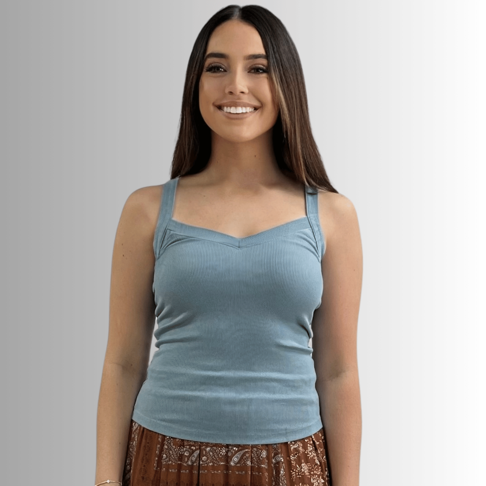 Premium Cotton Ribbed Tank Top for Women - Soft & Comfortable Blue Sea Color - Perfect for Yoga, Gym, Beach & Summer Outfits