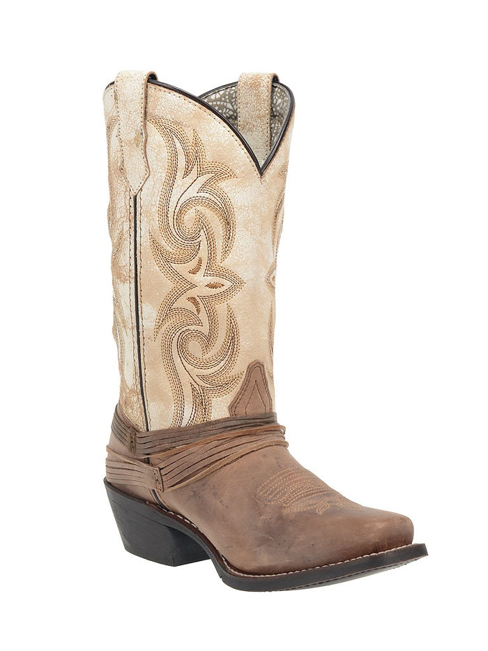 Laredo Women's Myra Leather Boots in Sand & White - Comfortable Ankle Booties for Casual Outfits & Everyday Wear