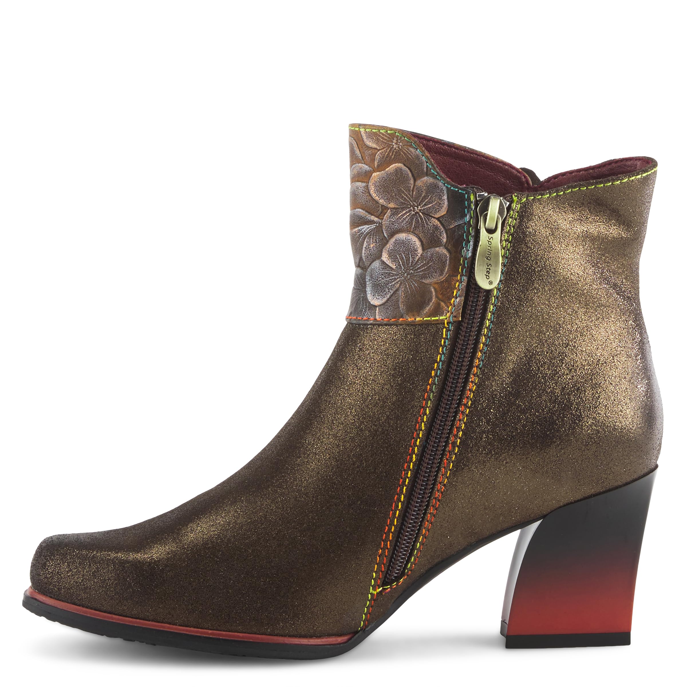 Spring Step L'Artiste Women's Zinna Fashion Booties with Floral Applique - Stylish Ankle Boots for Casual Outfits & Fall Wardrobe