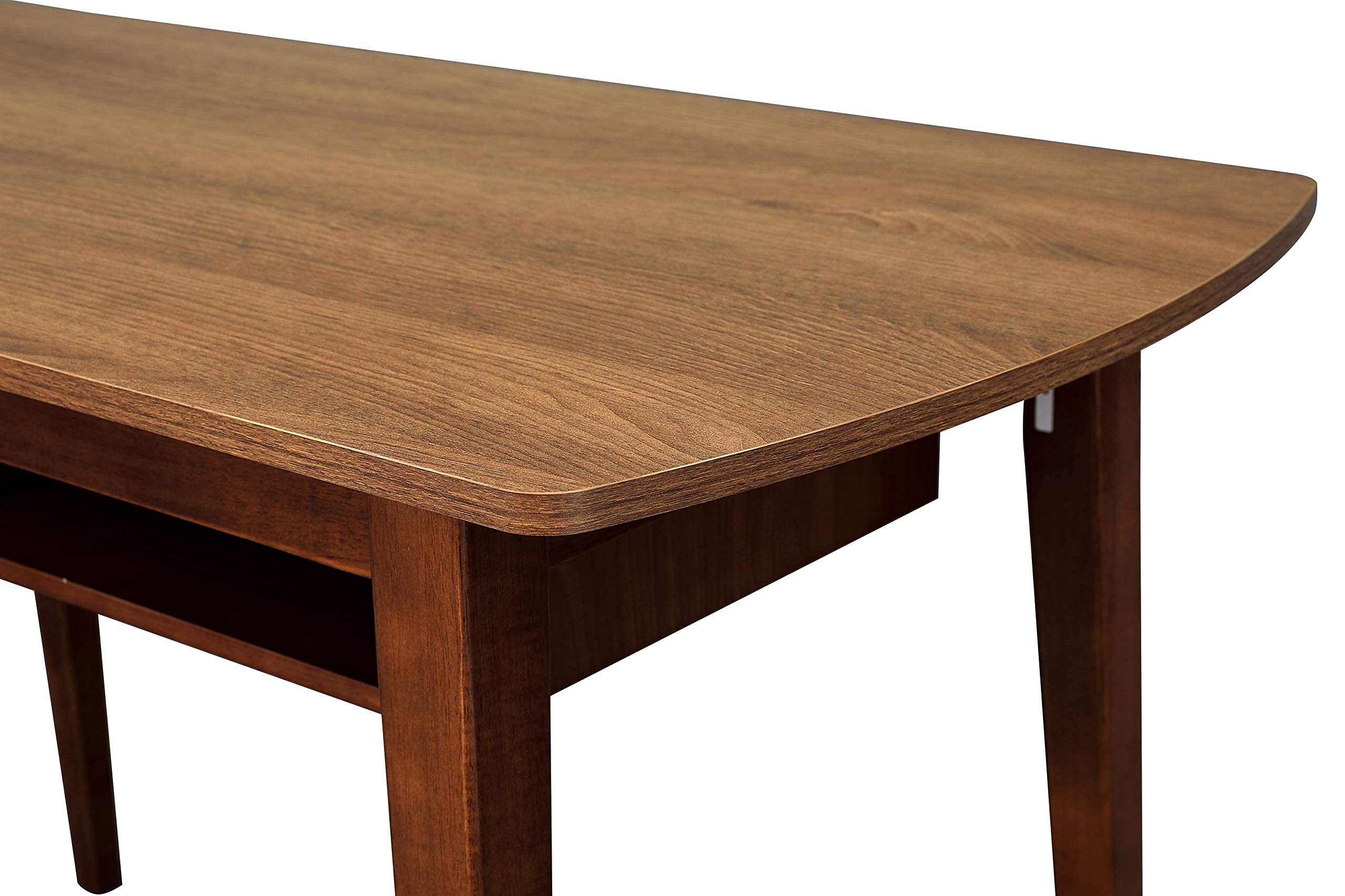 Modern Mid Century Computer Desk with Recessed Drawers - Walnut Writing Desk for Small Spaces | Home Office & Study Room Furniture for Compact Areas