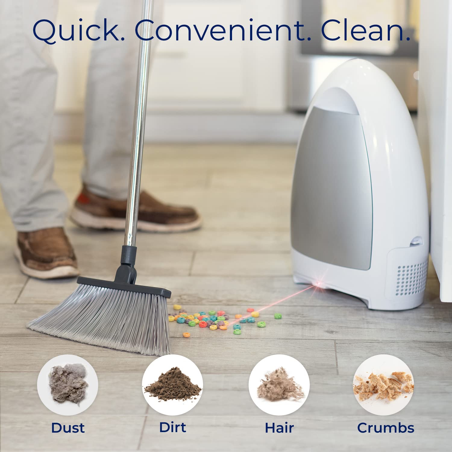 EyeVac Home Touchless Automatic Dustpan Vacuum - Ultra Powerful 1000W Corded Canister Vacuum for Pet Hair, Food Crumbs & Kitchen Dirt - Bagless Design with Smart Sensors (White) | Perfect for Quick Cleanups in Kitchens, Living Rooms & Pet Areas
