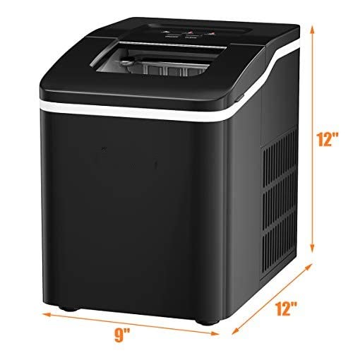 Posdutti Countertop Ice Maker Machine - 8-Minute Fast Ice Production, 26Lbs/24H Capacity, Bullet-Shaped Ice Cubes, Portable Electric Ice Maker with Basket & Scoop, Self-Cleaning Function - Perfect for Home, Office, Parties, RV & Outdoor Use (Black)