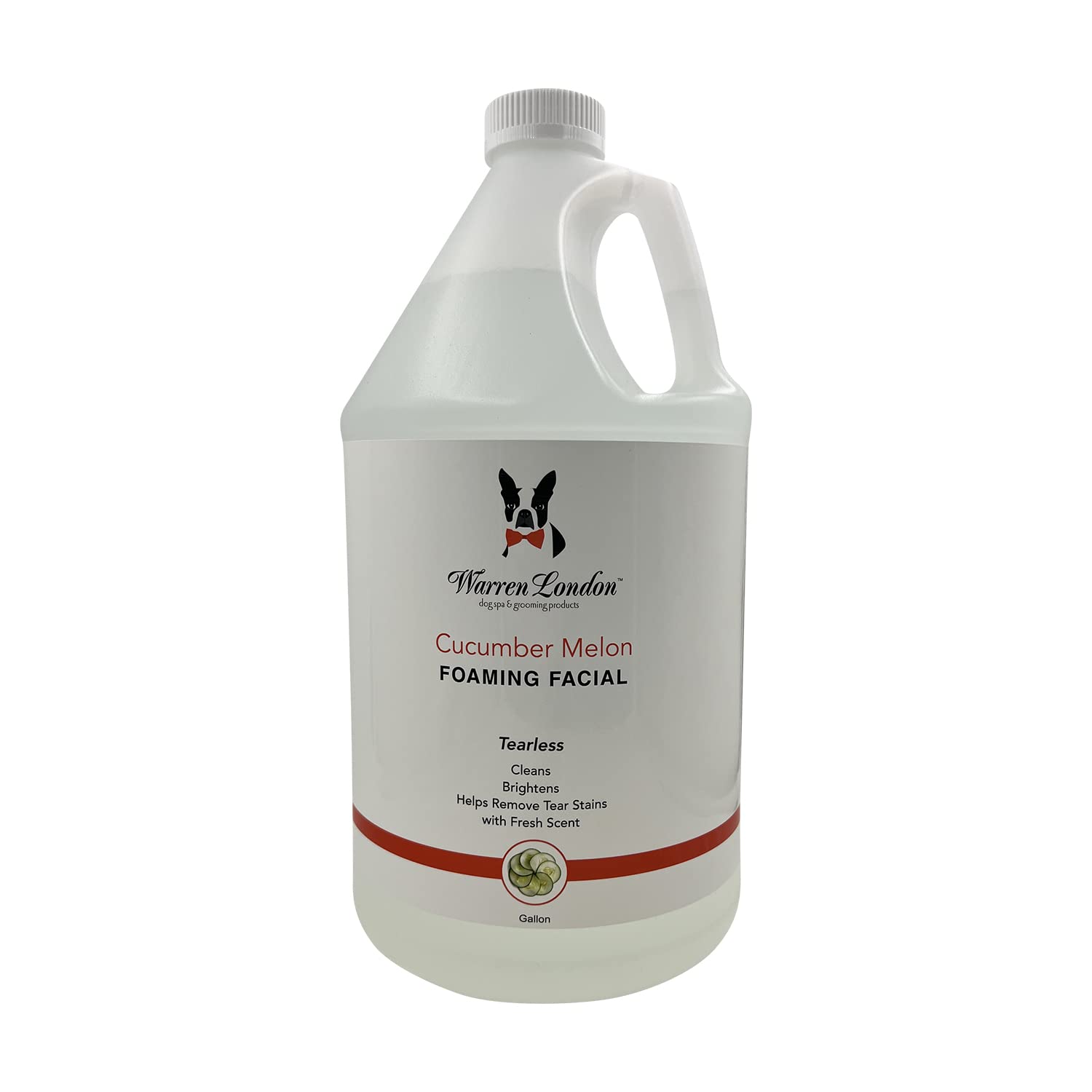 Warren London Foaming Pet Facial Wash - Tear Free Dog Face Shampoo & Eye Stain Remover | Gentle Cucumber Melon Formula for Dogs | Made in USA | 1 Gallon | Perfect for Grooming & Cleaning Around Sensitive Eyes