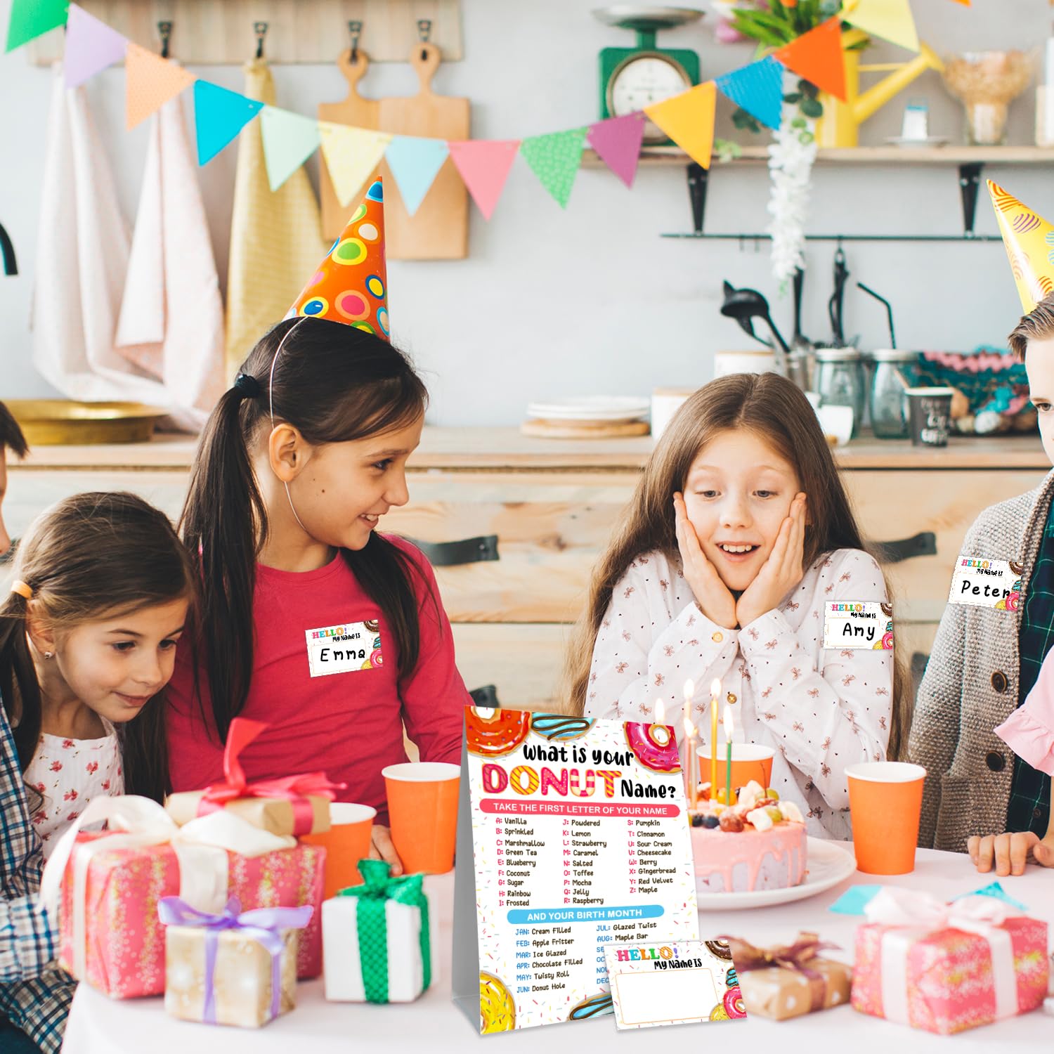 What is Your Donut Name Game - Fun Party Activity Set with 30 Cards & Sign for Birthdays, Weddings, Anniversaries | Perfect for Girls' Parties, Kids Activities & Holiday Celebrations