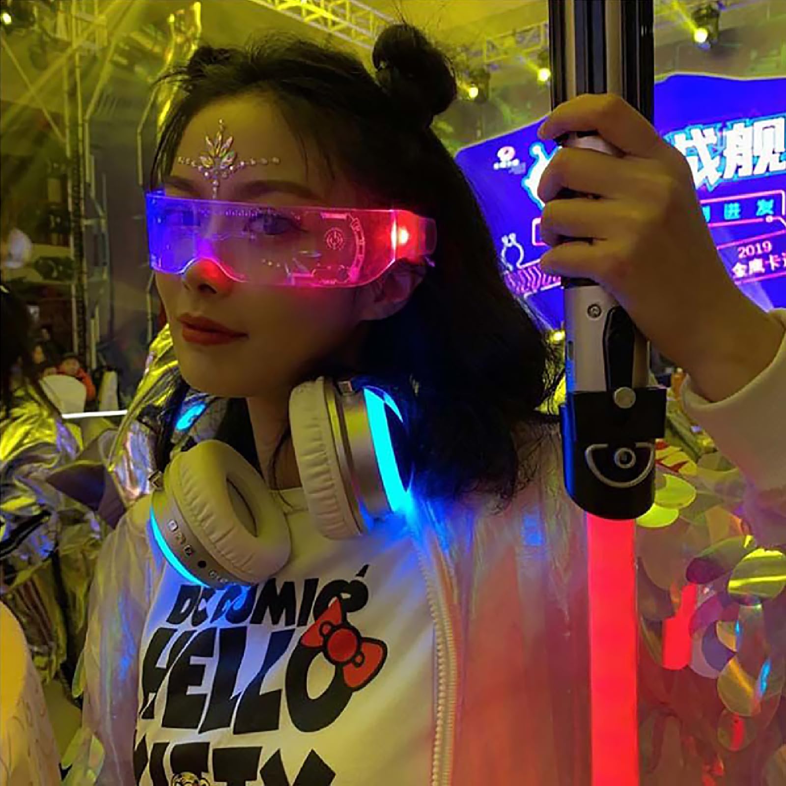 Cyberpunk LED Light Up Glasses - 7 Color Changing Futuristic Glasses for Men & Women | Perfect for Halloween, Christmas, Rave Parties & Cosplay Events