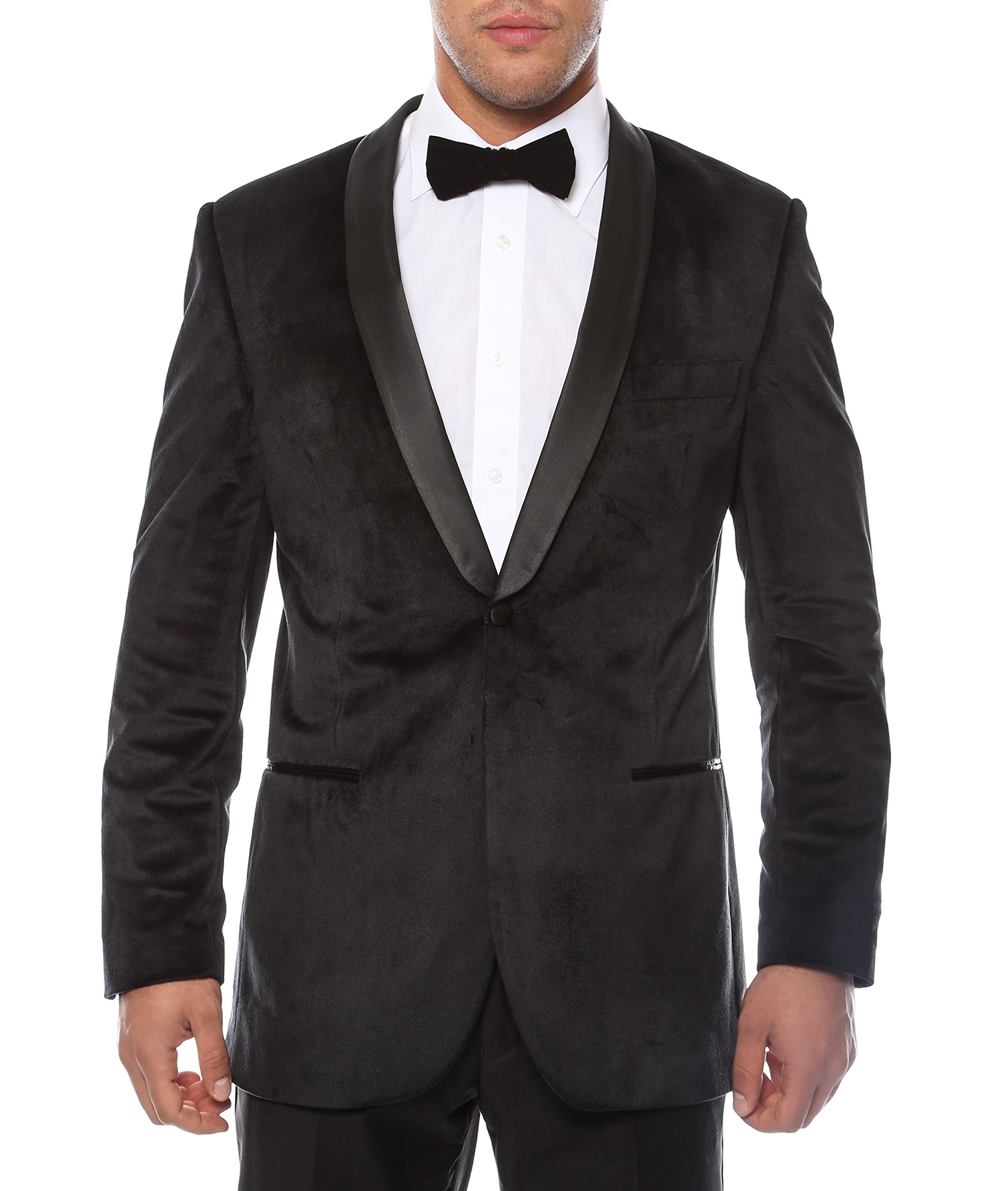 Men's Velvet Blazer - Single Button Wedding Tuxedo Jacket with Shawl Satin Lapel for Formal Events, Evening Wear & Special Occasions | Perfect for Weddings, Proms, Gala Dinners & Black Tie Events