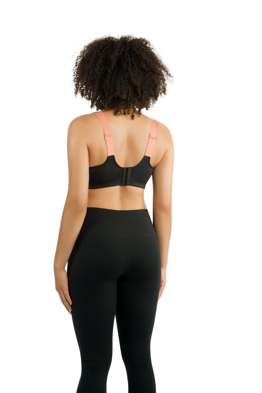 Parfait Power Fit Unlined Moderate Impact Sports Bra - Black with Pink Blush | Comfortable Workout & Yoga Support for Women