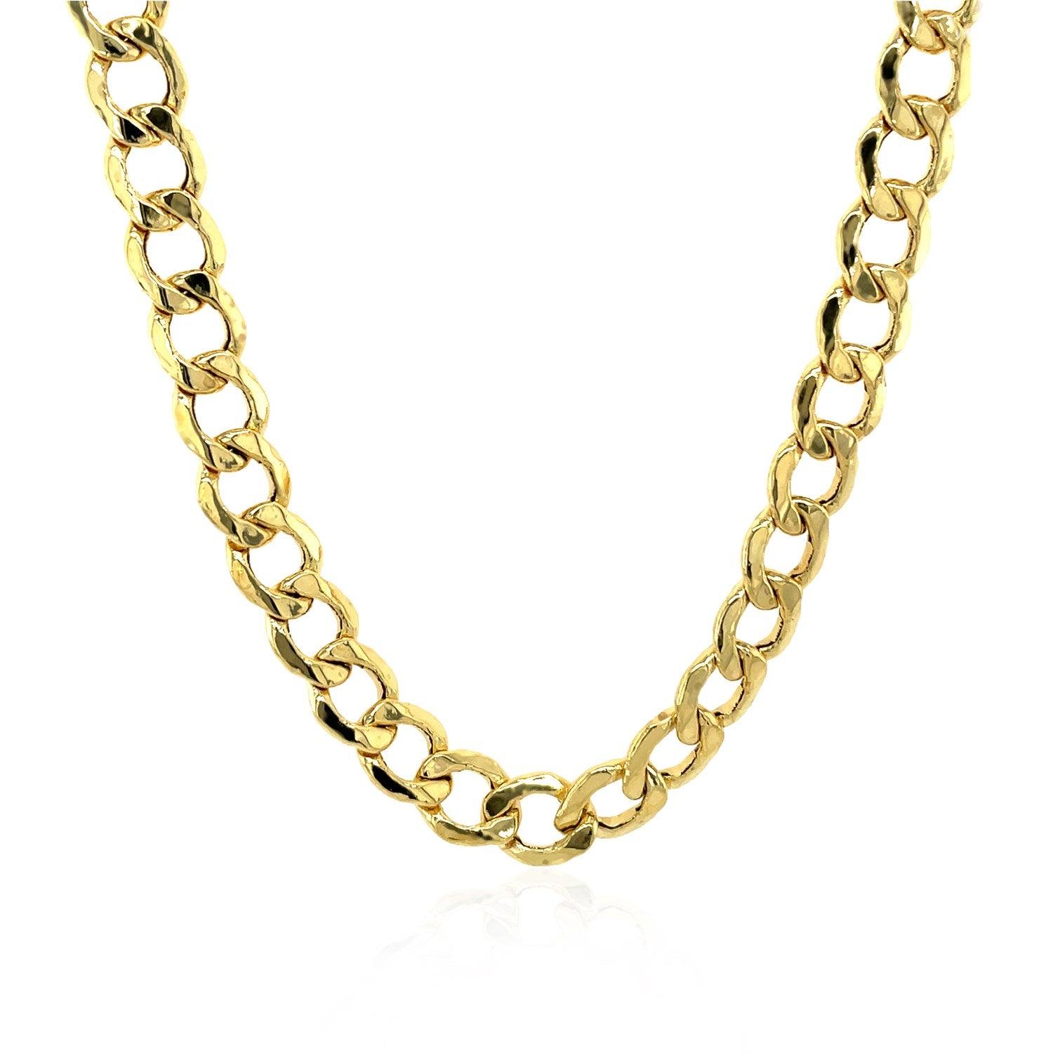 6.2mm 14k Yellow Gold Curb Chain Necklace for Men & Women - Durable Luxury Jewelry for Everyday Wear, Gifts & Special Occasions