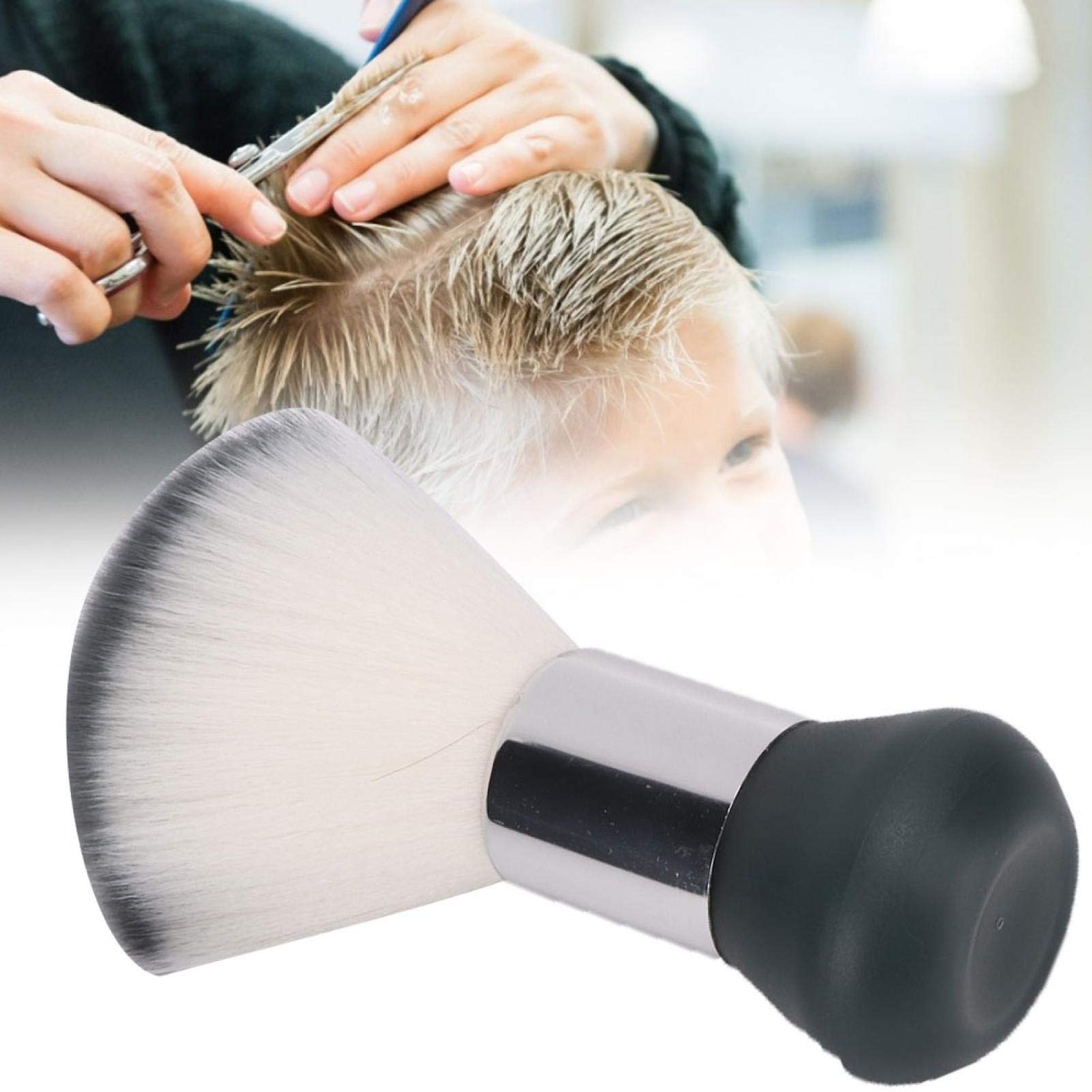 Professional Neck Duster & Hair Sweeping Brush - Soft Barber Cleaning Brush for Hair & Face - Salon Quality Grey Hairbrush for Stylists | Perfect for Barber Shops, Home Grooming & Makeup Application