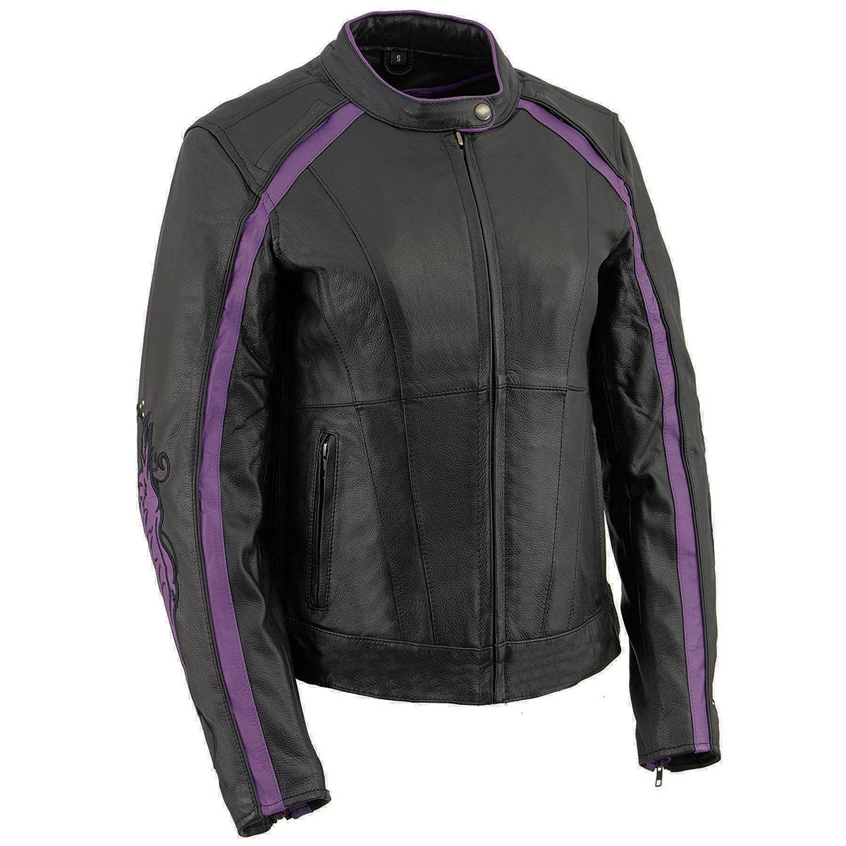 Milwaukee Leather ML1952 Women's Black Embroidered Wing & Stud Design Leather Scooter Jacket | Motorcycle Riding Jacket for Women | Perfect for Bikers, Commuters & Fashion Enthusiasts