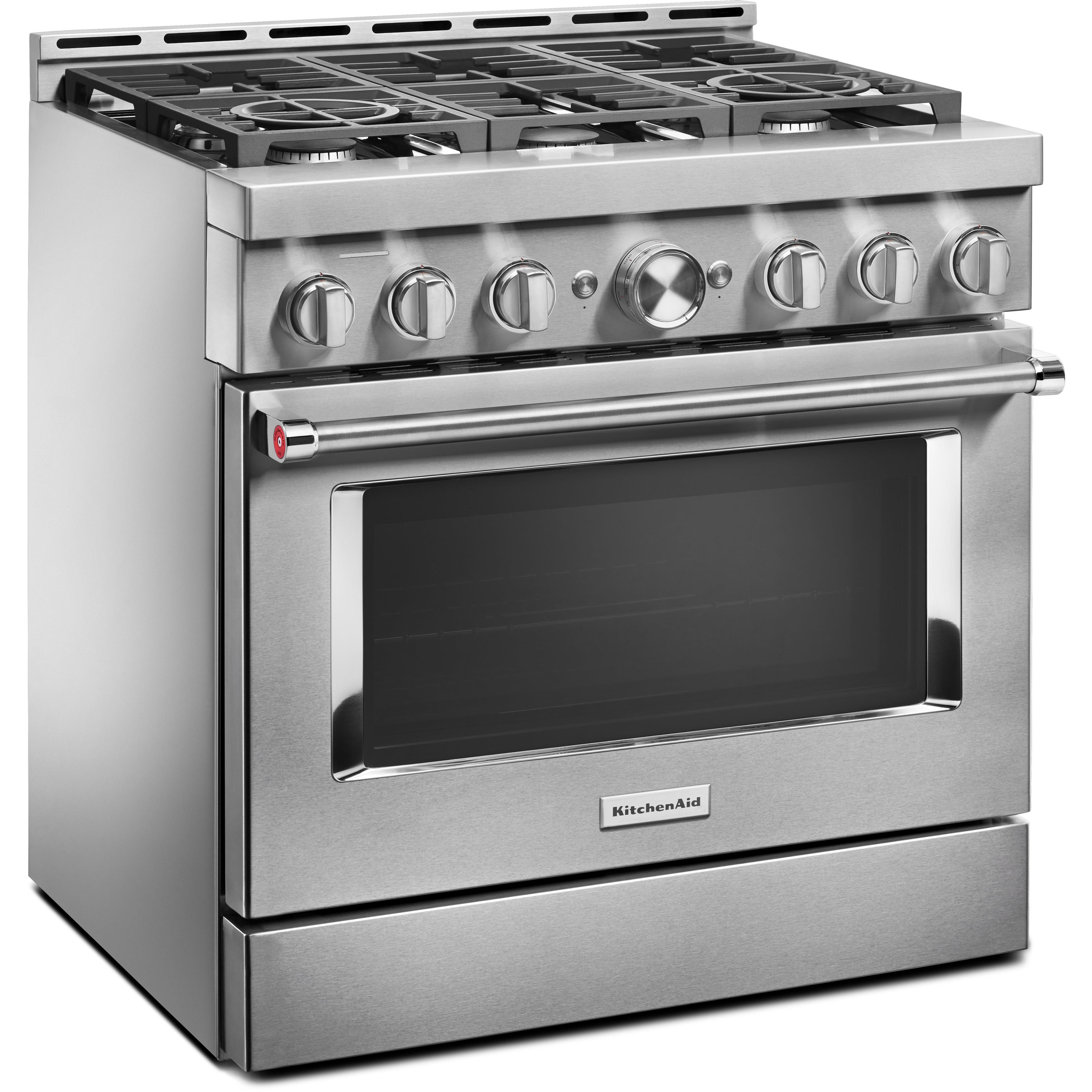 KitchenAid 36 Inch Gas Slide-In Range with True Convection EvenHeat™ Technology - KFGC506JSS - Perfect for Modern Kitchens & Professional Cooking