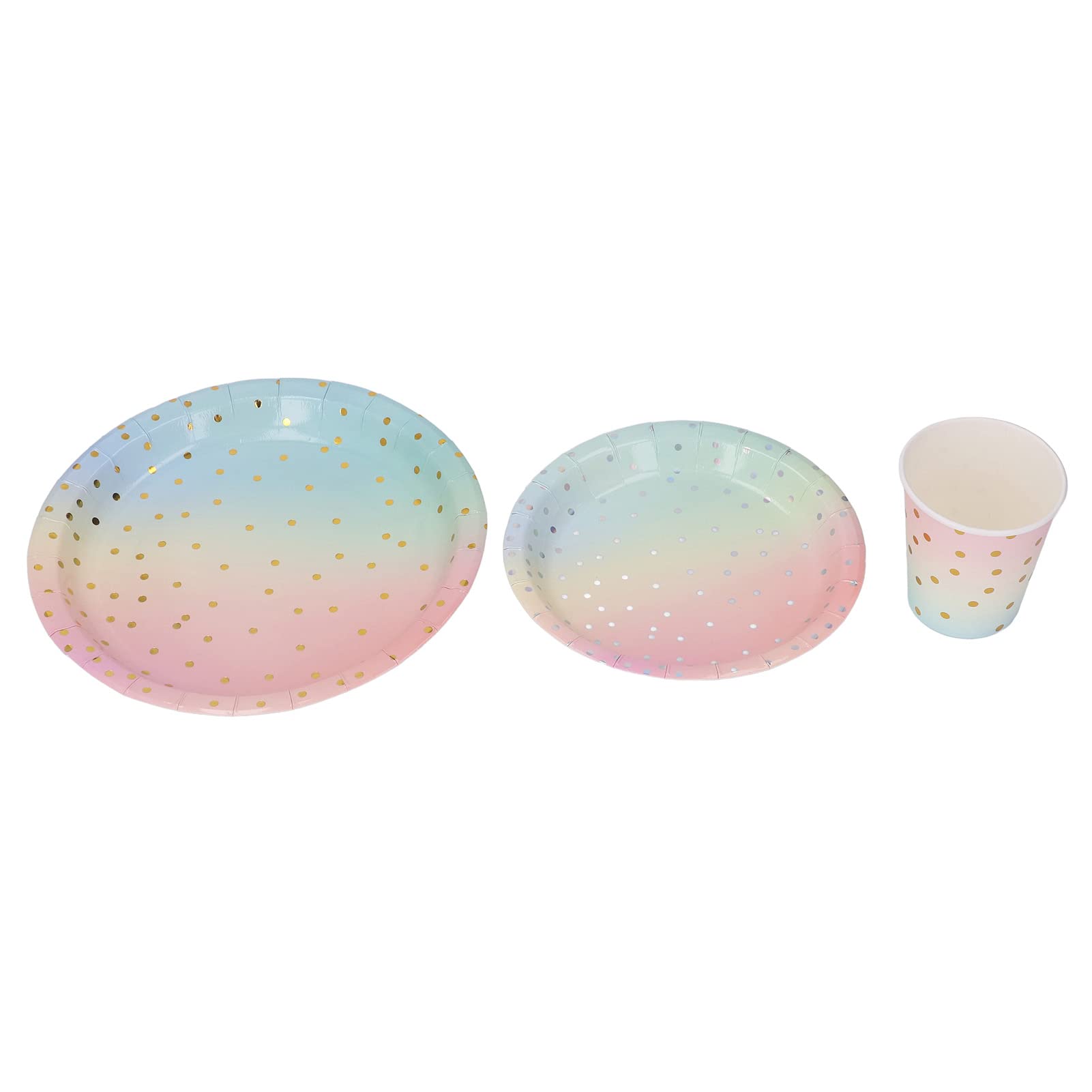 Halloween Party Plates, Cups & Napkins Set - Disposable Gold Polka Dot Tableware for Halloween Decorations | Safe & Eco-Friendly Party Supplies for Halloween Celebrations, Birthday Parties & Family Gatherings