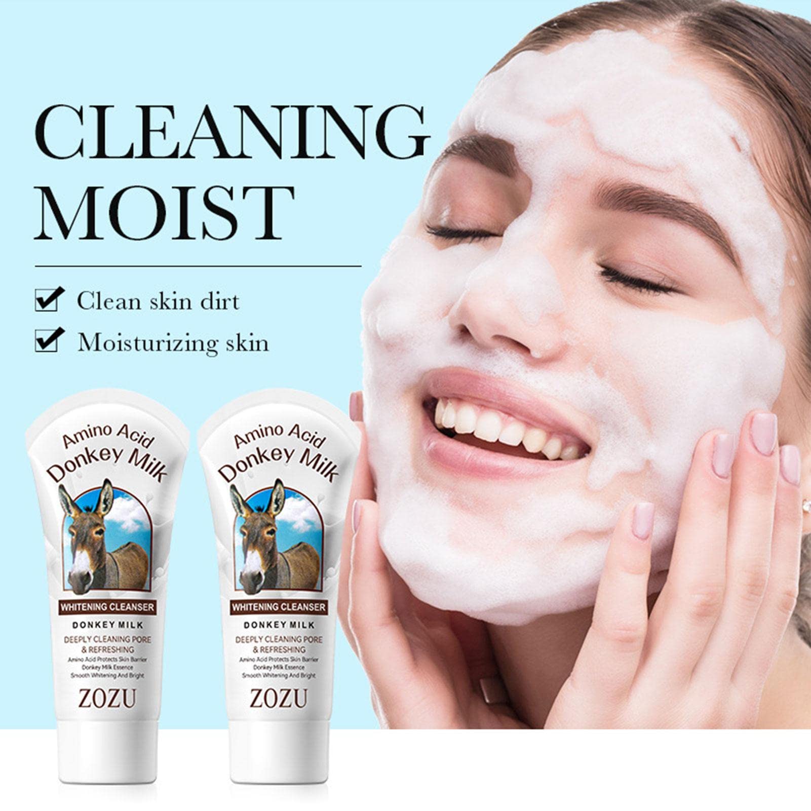 Amino Acid Donkey Milk Facial Cleanser - Hydrating & Gentle Face Wash for Sensitive Skin (100g) | Oil Control & Exfoliating | Perfect for Daily Skincare & Travel