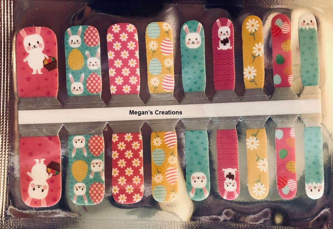 Easter Bunny Eggs Nail Polish Wraps - Waterproof Nail Art Stickers for Spring & Easter - Perfect for DIY Nail Designs, Parties & Holiday Decorations