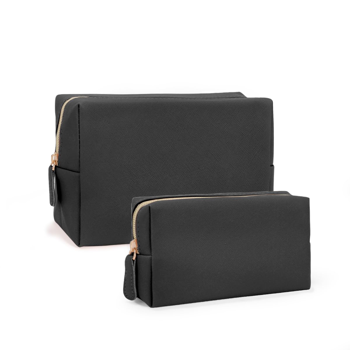 2 Pack Waterproof PU Leather Makeup Bags for Women - Portable Cosmetic Organizer Pouch, Travel Toiletry Bag for Girls, Mom, Wife, Daughter (Perfect for Travel, Gym & Daily Use)