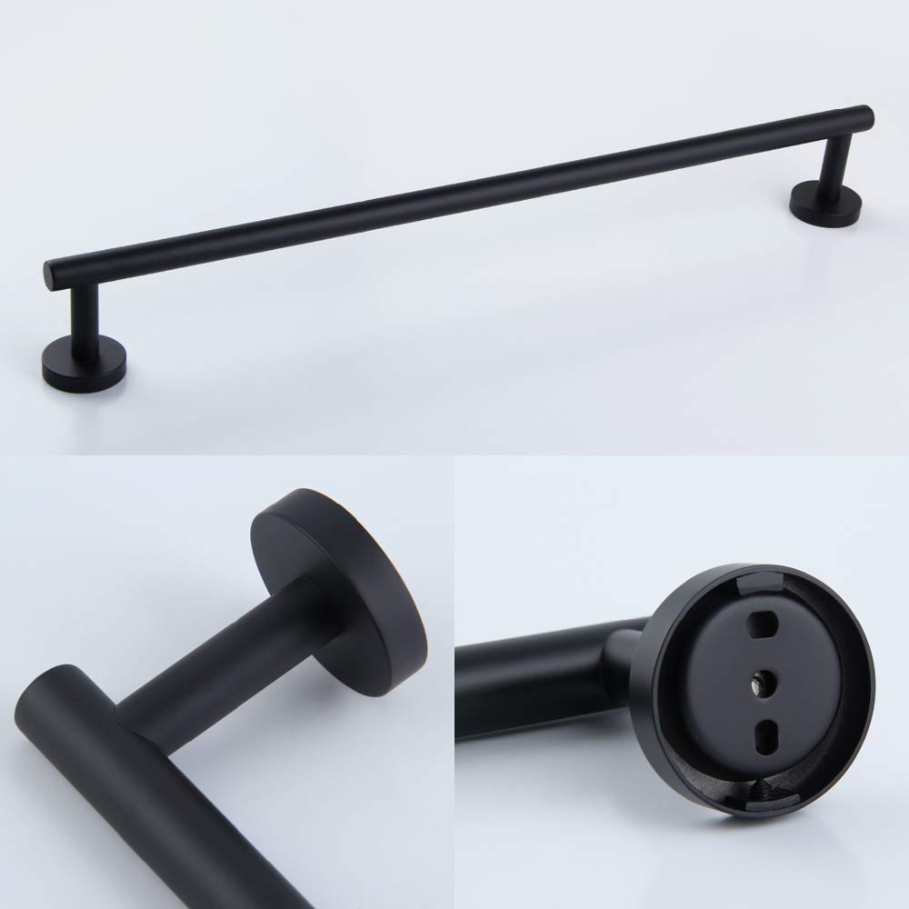 24-Inch Stainless Steel Towel Holder - Modern Matte Black Wall Mounted Bathroom Towel Bar for Showers & Spa | BEIGEEWY Bath Accessories