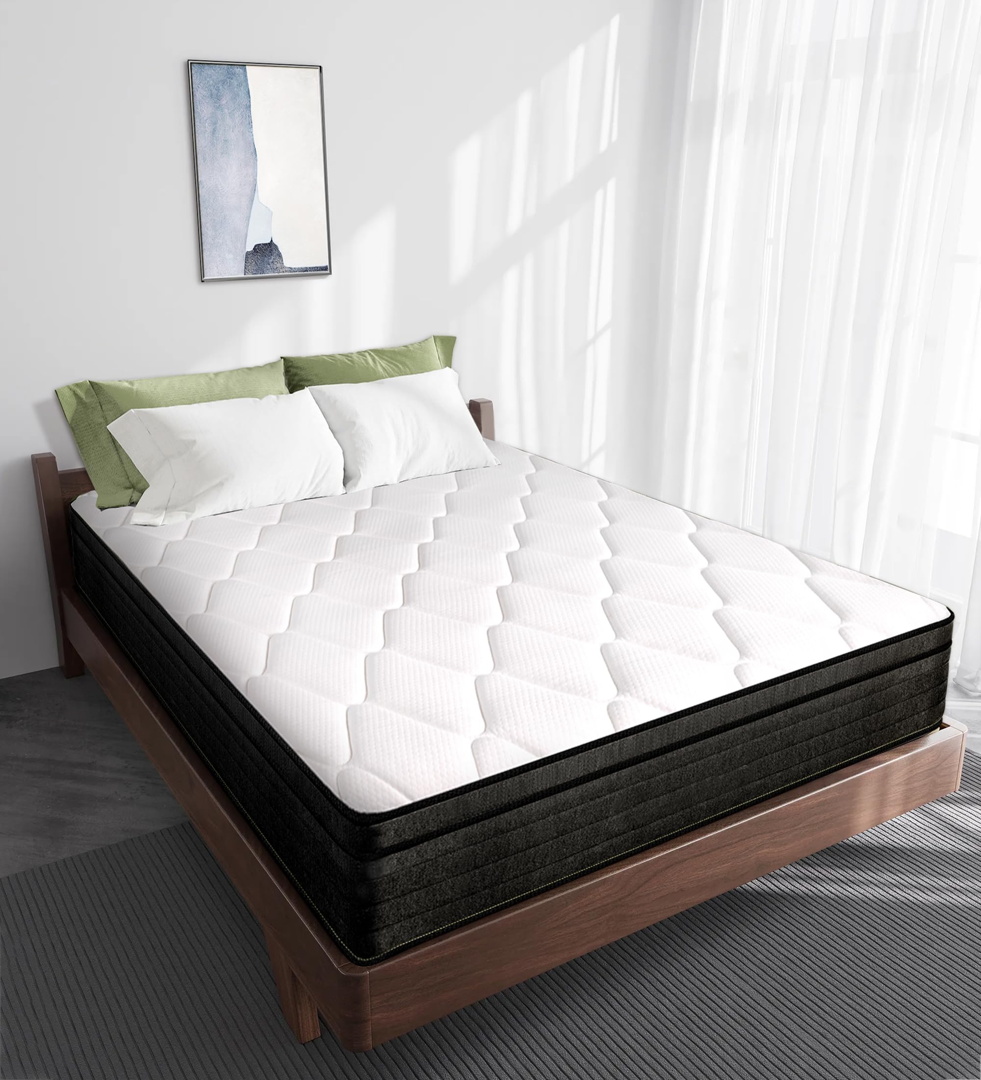 12-inch Full Size Hybrid Mattress in a Box - Memory Foam & Pocket Coils for Back Pain Relief, Medium Firm Support, CertiPUR-US Certified - Perfect for Guest Rooms, Dorms & Small Bedrooms