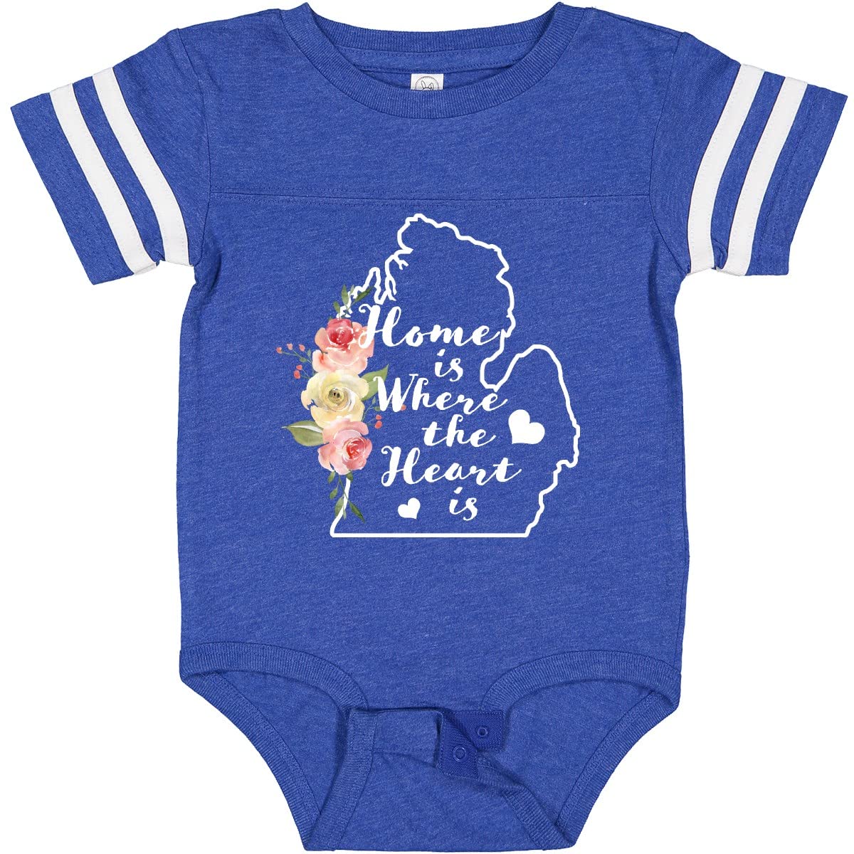 Inktastic Michigan Home is Where The Heart is Watercolor Baby Bodysuit - Soft Cotton Onesie for Newborns, Infants & Toddlers - Perfect for Family Photos, Holidays & Everyday Wear