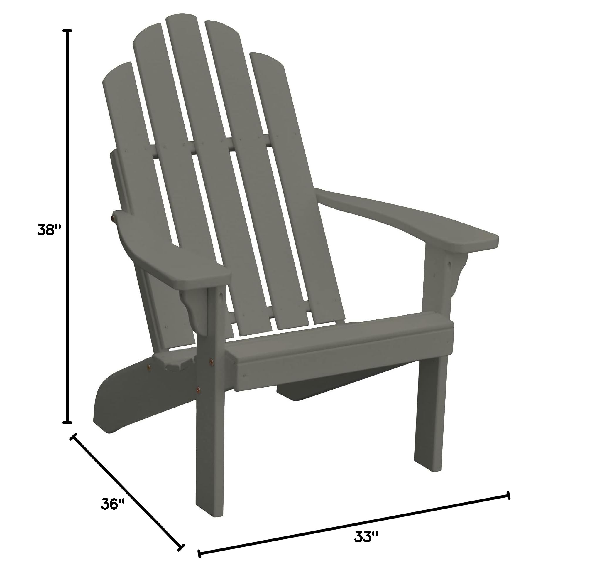Furniture Barn USA Pine Kennebunkport Adirondack Chair in Olive Gray - Outdoor Patio, Garden, and Poolside Relaxation