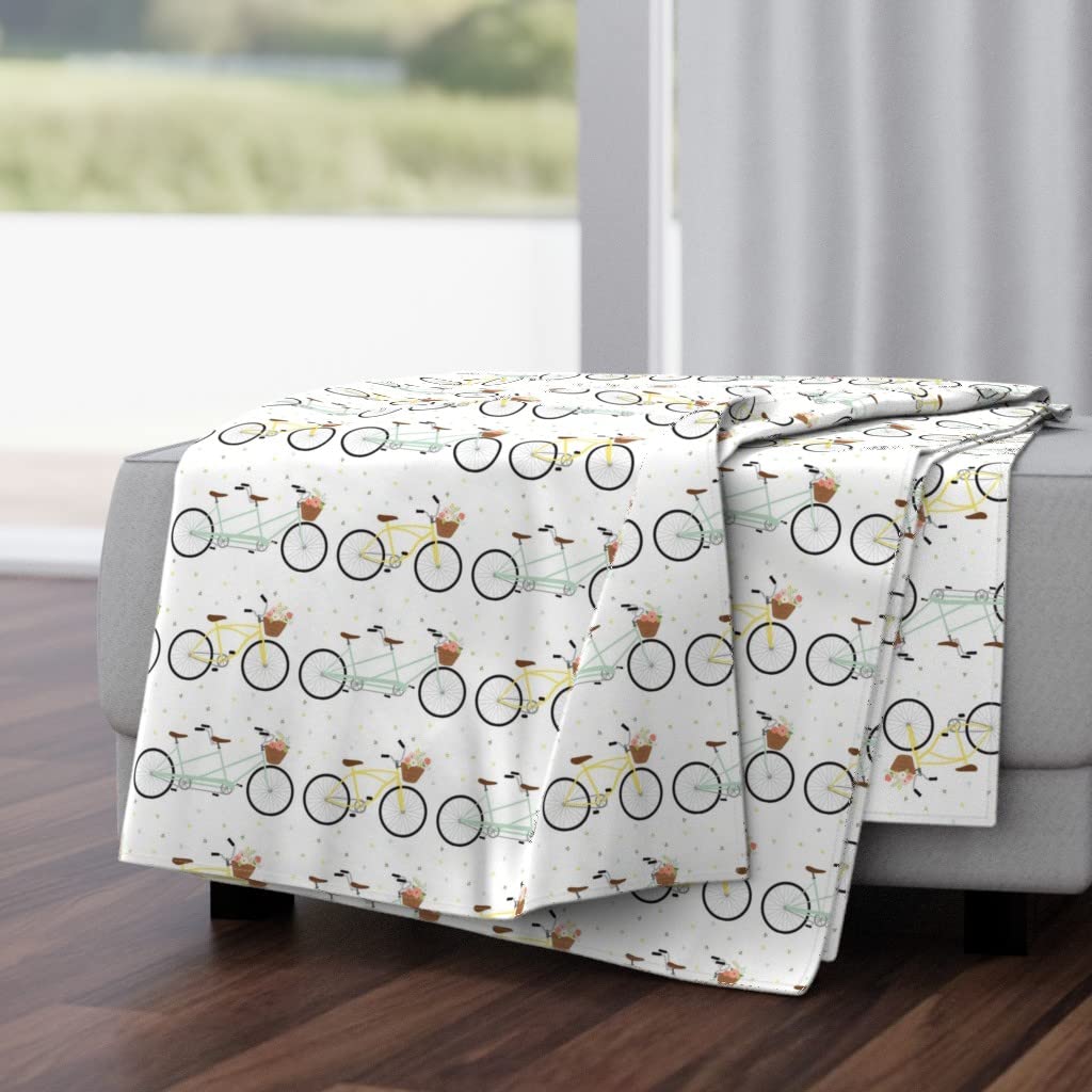 Luxe Velvet Throw Blanket 50x70 Inches - Bicycle Flowers Spring Retro Print Soft Cozy Blanket for Sofa, Bed, Couch | Perfect Gift for Home Decor
