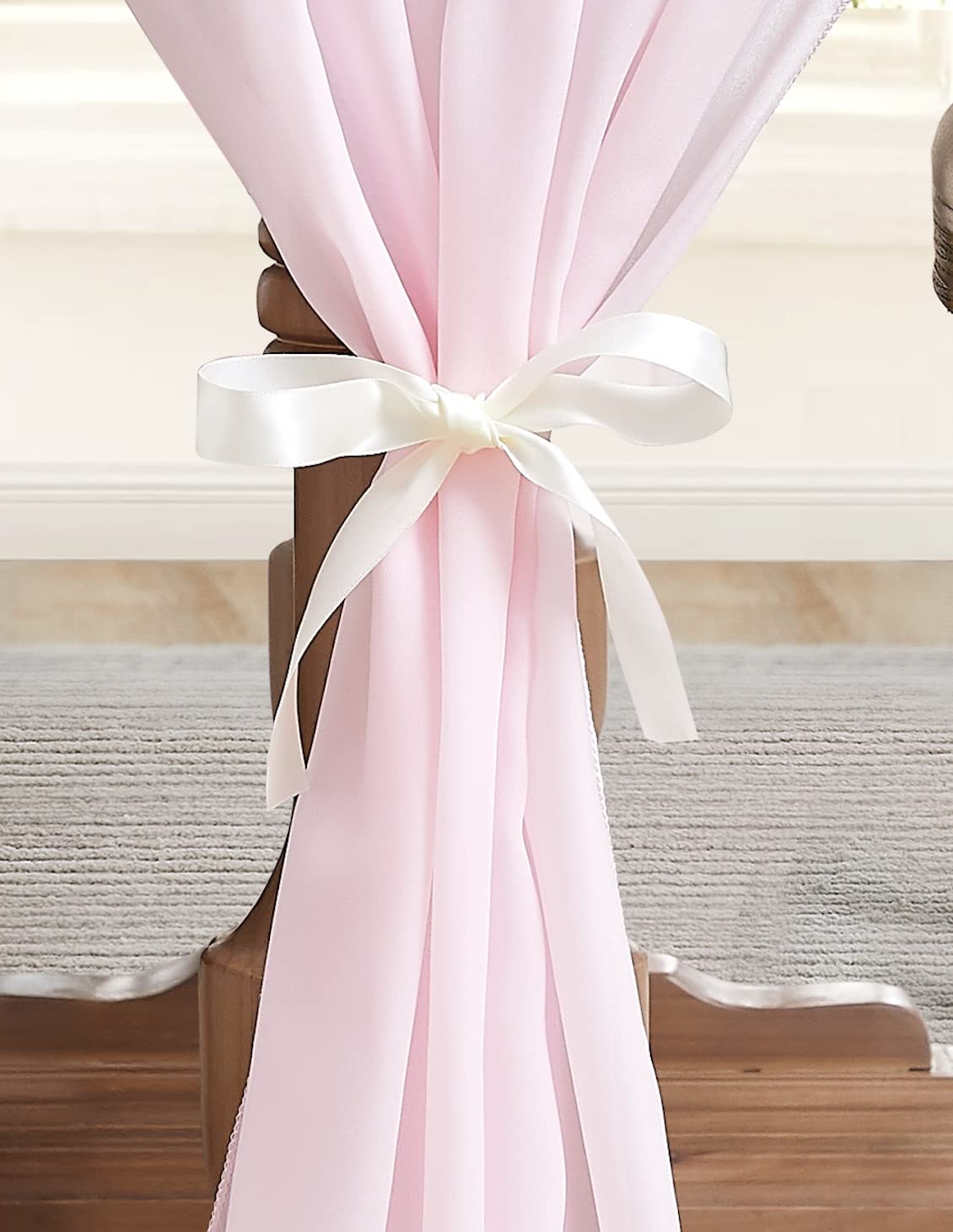 WARM HOME DESIGNS 35 x 192 Inch Rose Pink Chiffon Table Runner - Elegant Wedding Table Decor for Rustic Weddings, Banquets & Special Events