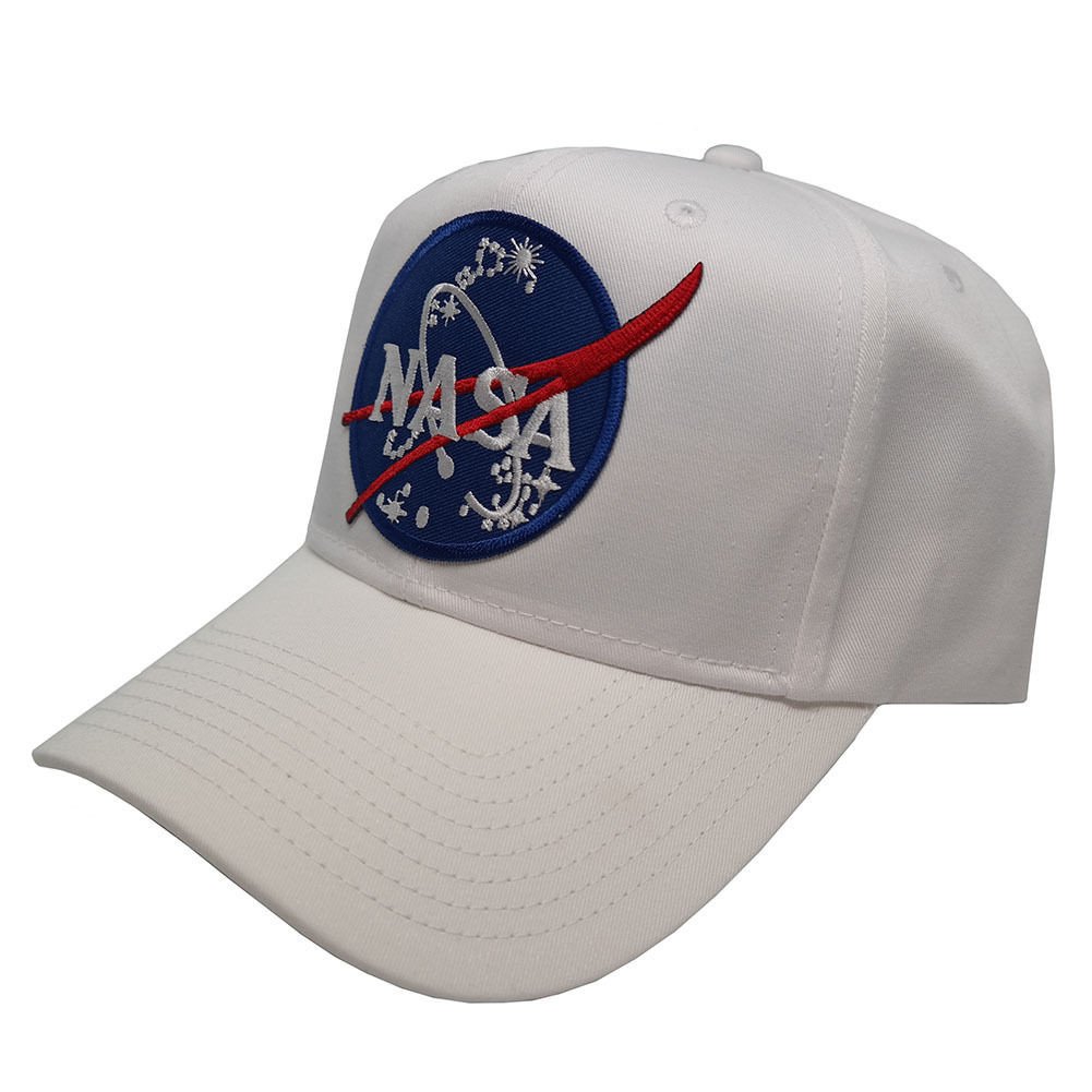 NASA Logo Embroidered Snapback Cap - White Adjustable Baseball Hat for Space Enthusiasts, Astronaut Costume & Science Fans