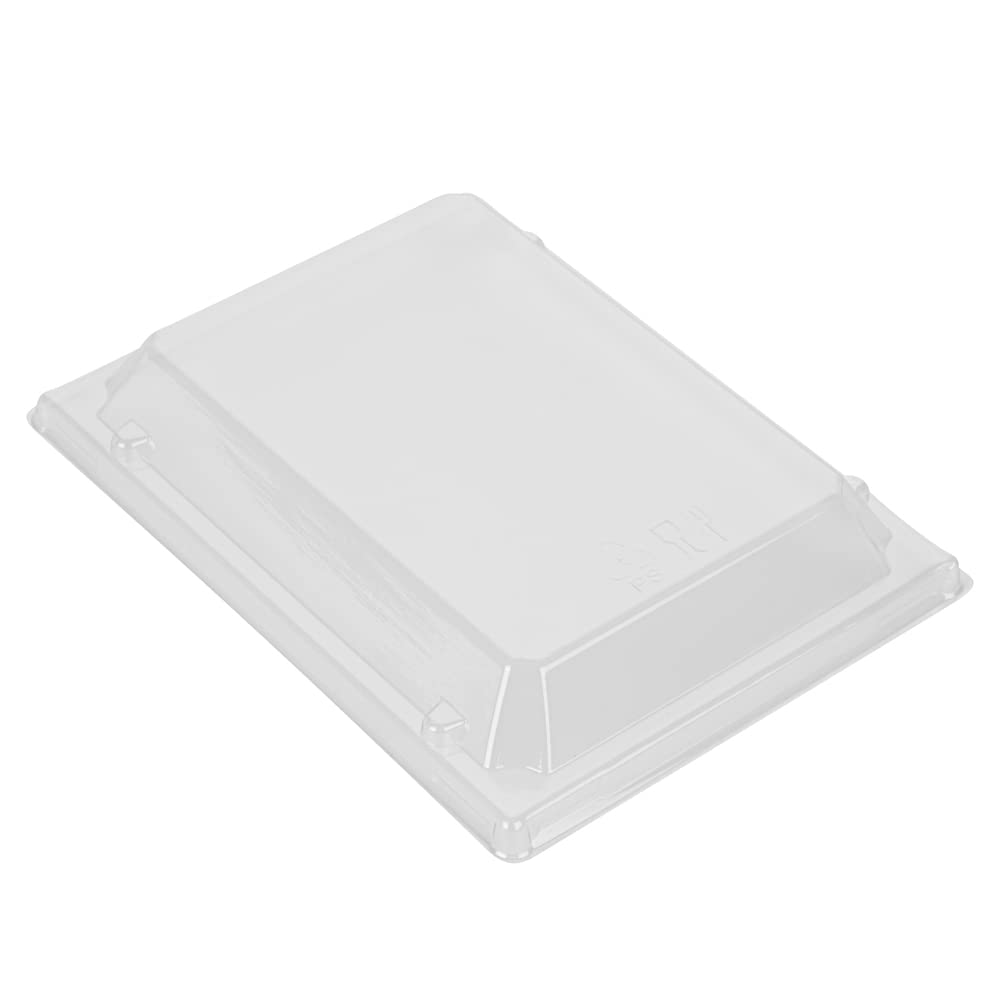 Restaurantware 100-Pack Clear Plastic Rectangle Lids 6.8 x 5.3 x 1.4 Inch - Fits 20oz Wooden Takeout Containers (Containers Sold Separately) | Perfect for Food Delivery, Catering & Meal Prep