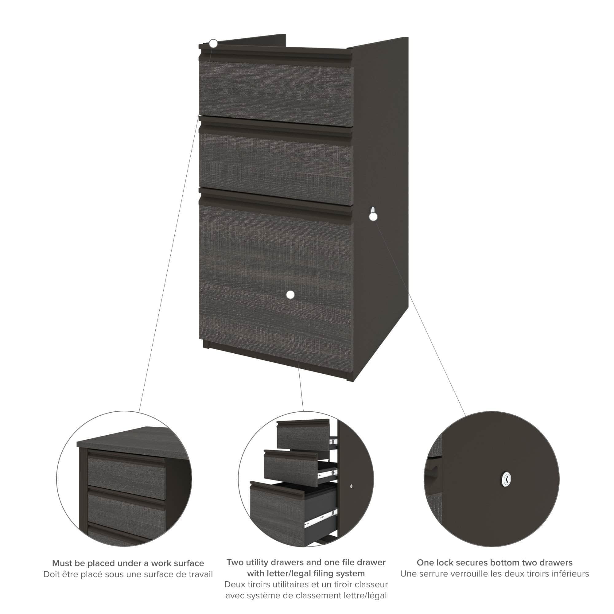 Premium U-Shaped Executive Office Desk with Pedestal - 2 Color Options for Home & Business Workspaces
