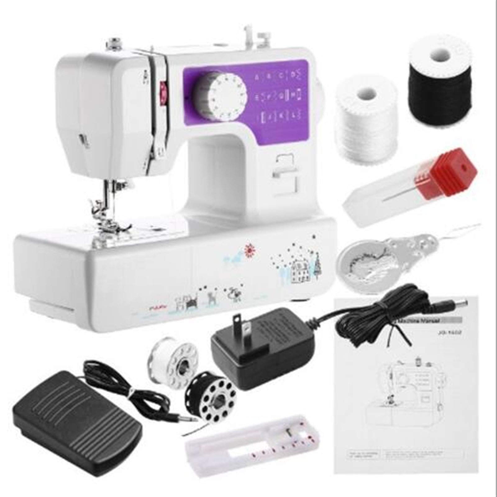 LIUPENGWEI Electric Sewing Machine for Home Use - Portable Crafting & Mending Machine with 12 Built-in Stitches, Dual Speed & Threads - Perfect for DIY Projects, Clothing Repairs, and Kids' Crafting Gifts