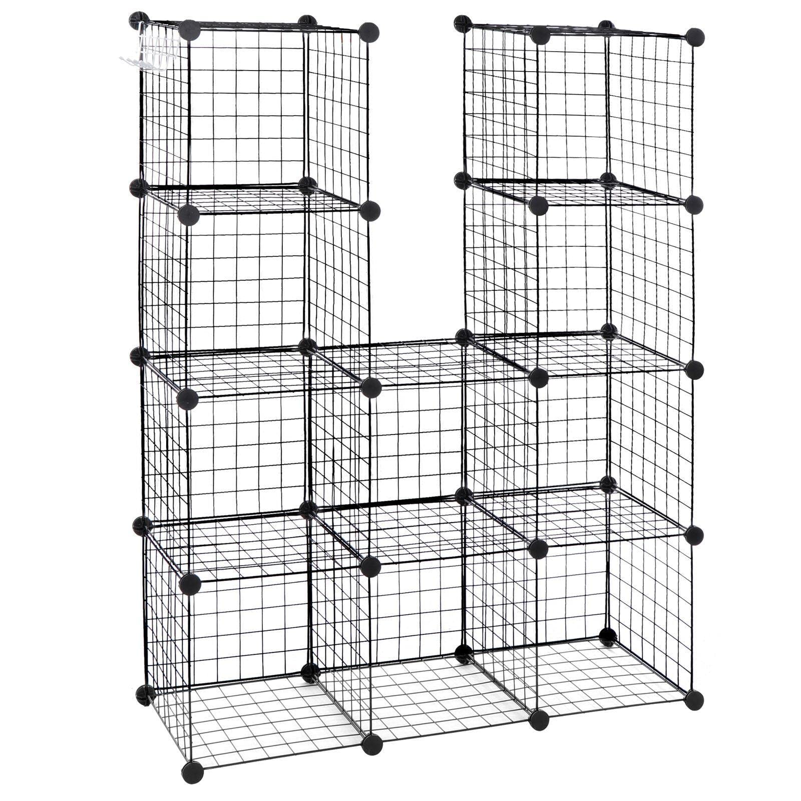 12-Cube Metal Storage Shelf - Bedroom, Kitchen & Closet Organizer | Space-Saving Bookcase for Home Organization | Perfect for Small Spaces & Apartment Living