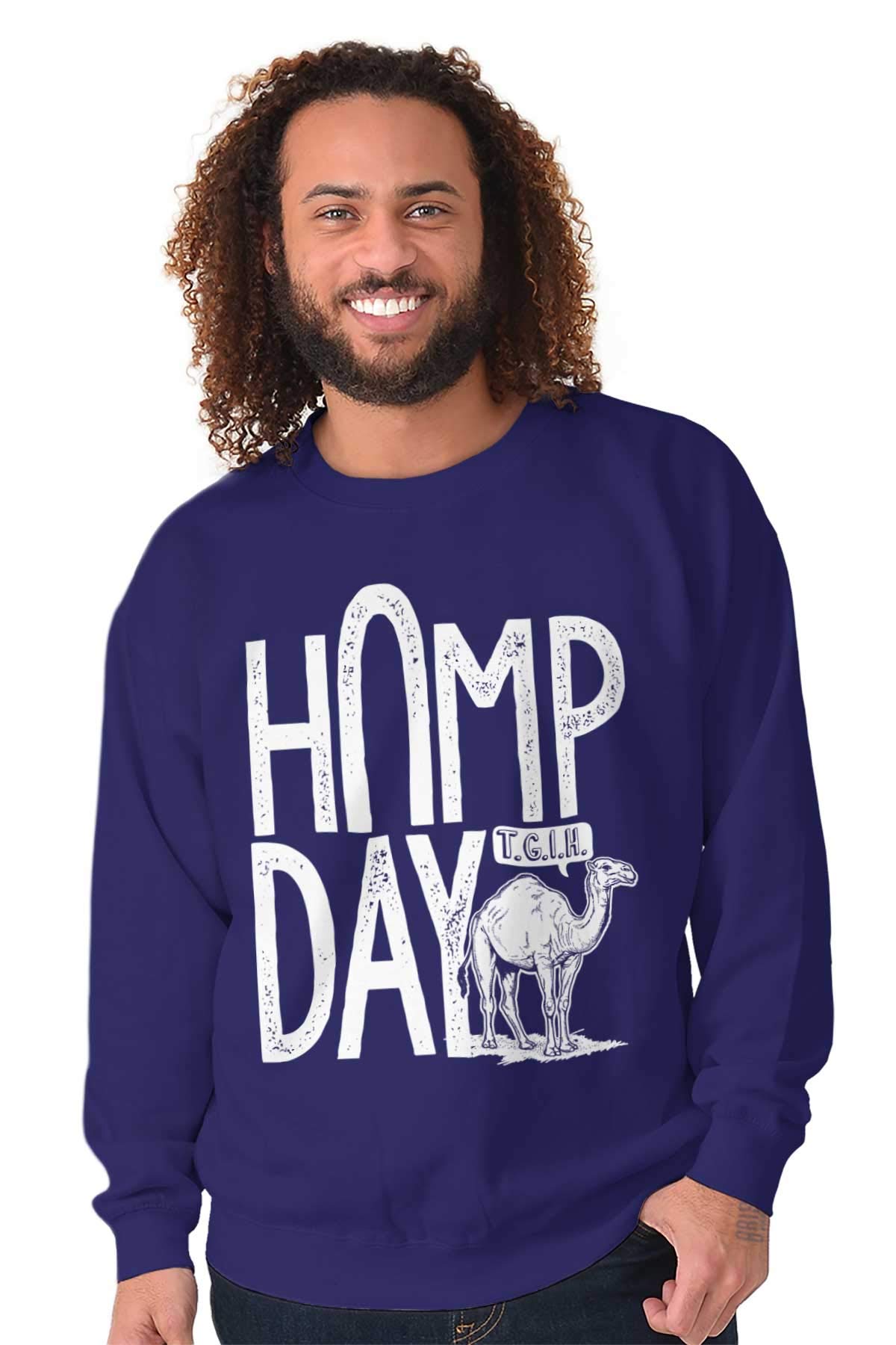 Brisco Brands Funny Camel Hump Day Sweatshirt for Men & Women - Cozy Office Workout Pullover for Casual Wear, Gym & Relaxation