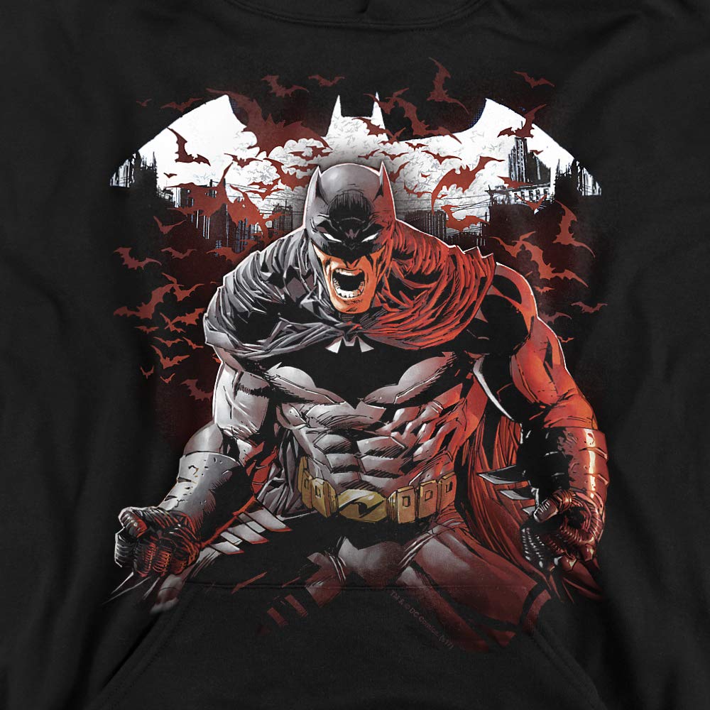 Trevco Batman Raging Bat Unisex Youth Pullover Hoodie - Cool Superhero Graphic Hooded Sweatshirt for Kids & Teens - Perfect for Halloween, Cosplay & Everyday Wear